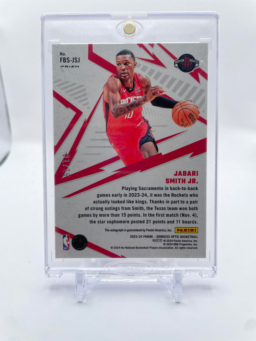 2023-24 Donruss Optic Jabari Smith Fast Break Disco Prizm Auto 1/25