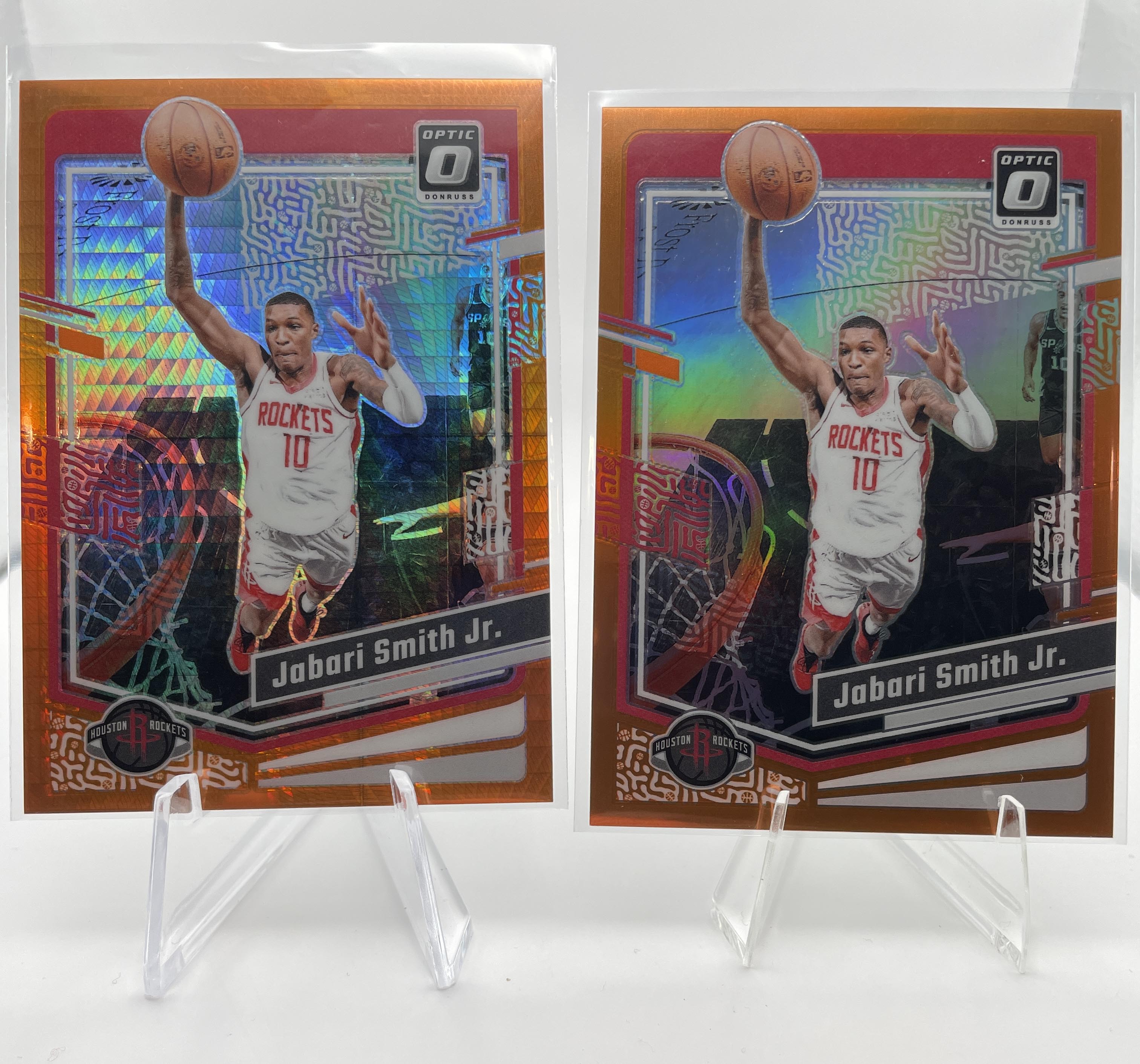 2023-24 Donruss Optic Jabari Smith Jr. Orange Prizm /99 + Orange Shimmer /199