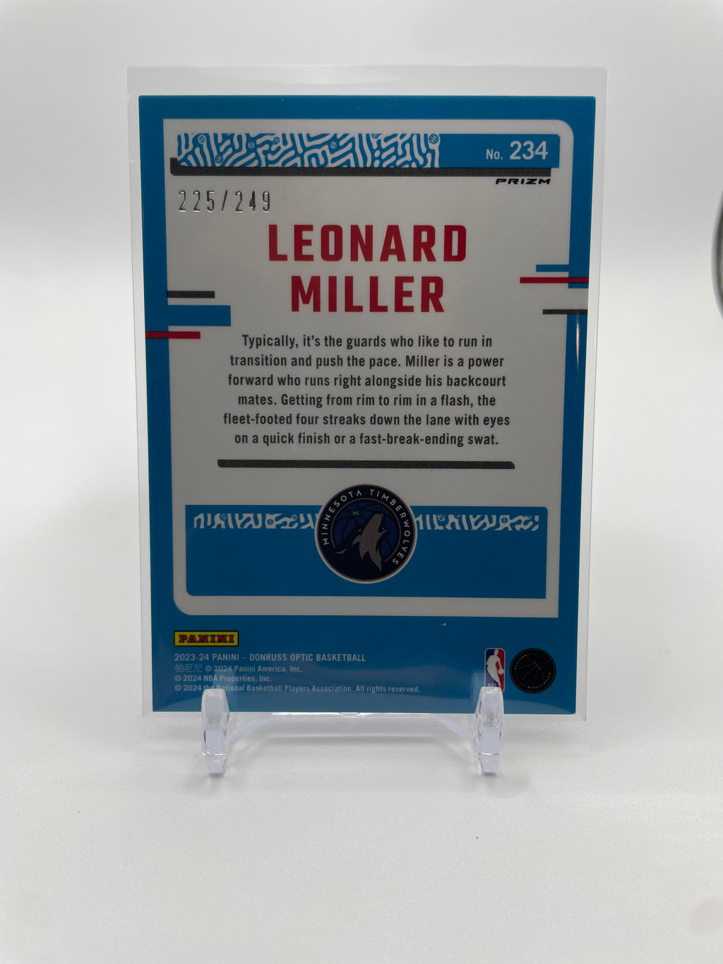 2023-24 Donruss Optic Leonard Miller Blue Seismic Prizm Rated Rookie /249
