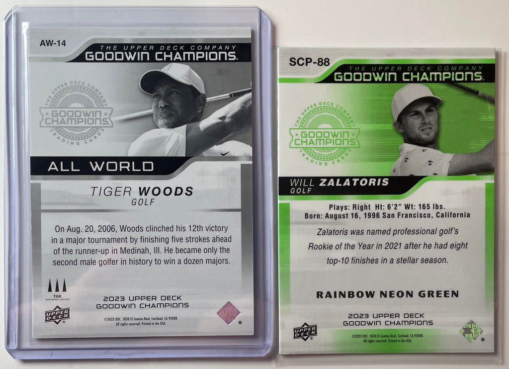 2023-24 Goodwin Champions Tiger Woods All World Aqua Prizm + Golfer SP Set (x10)