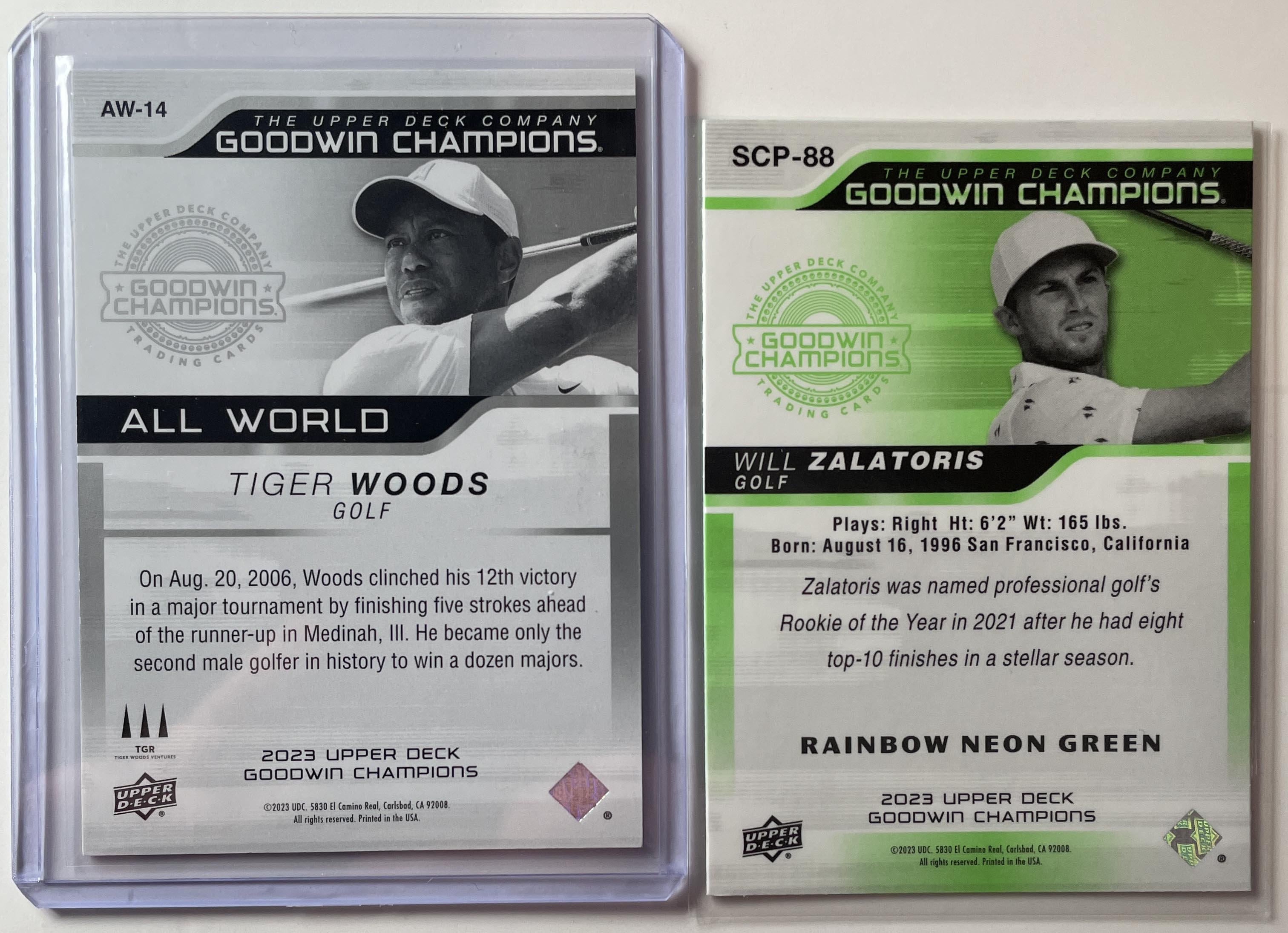 2023-24 Goodwin Champions Tiger Woods All World Aqua Prizm + Golfer SP Set (x10)