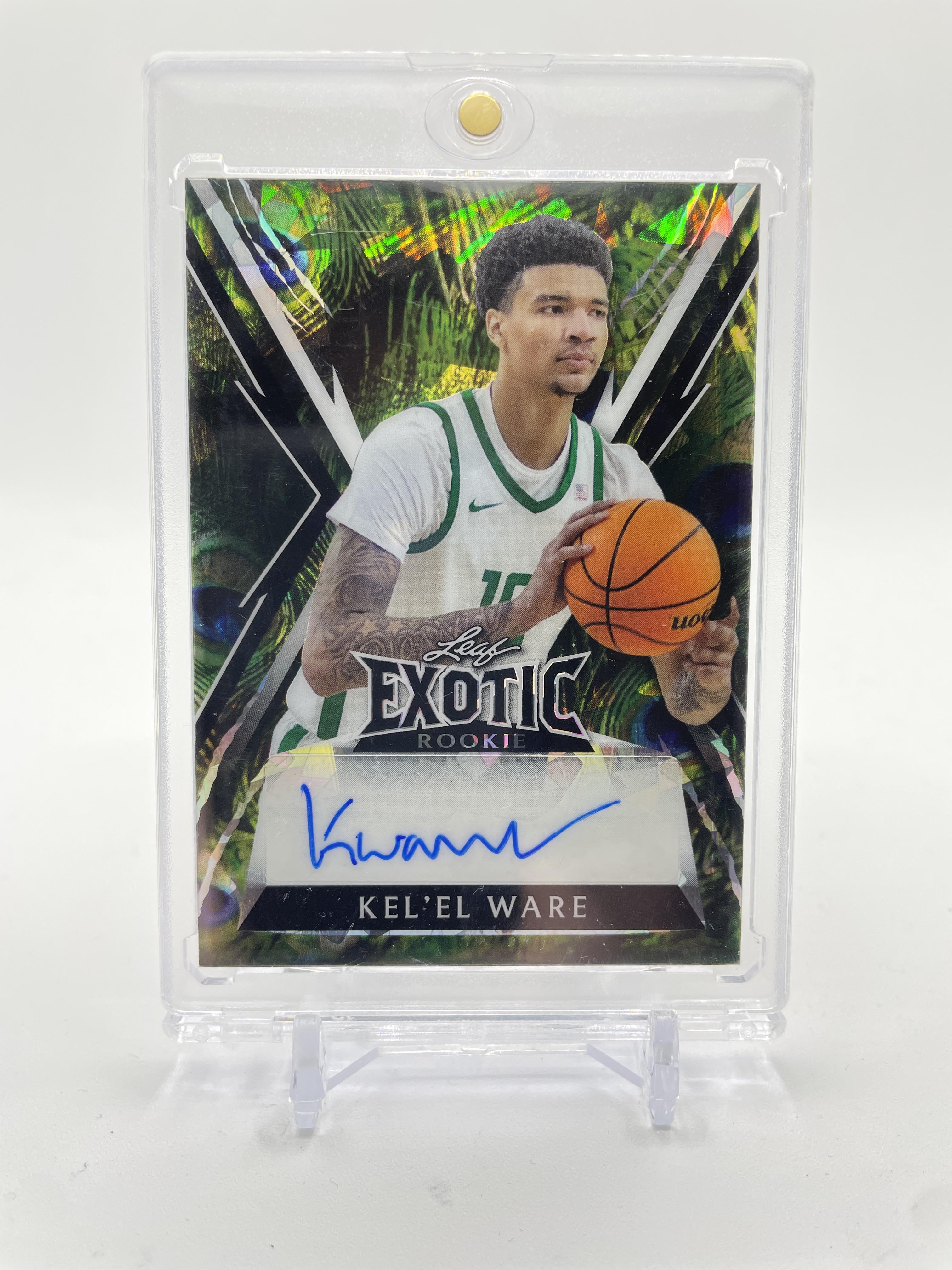 2023-24 Leaf Exotic Kel'El Ware Peacock Crystal Rookie Auto 3/3
