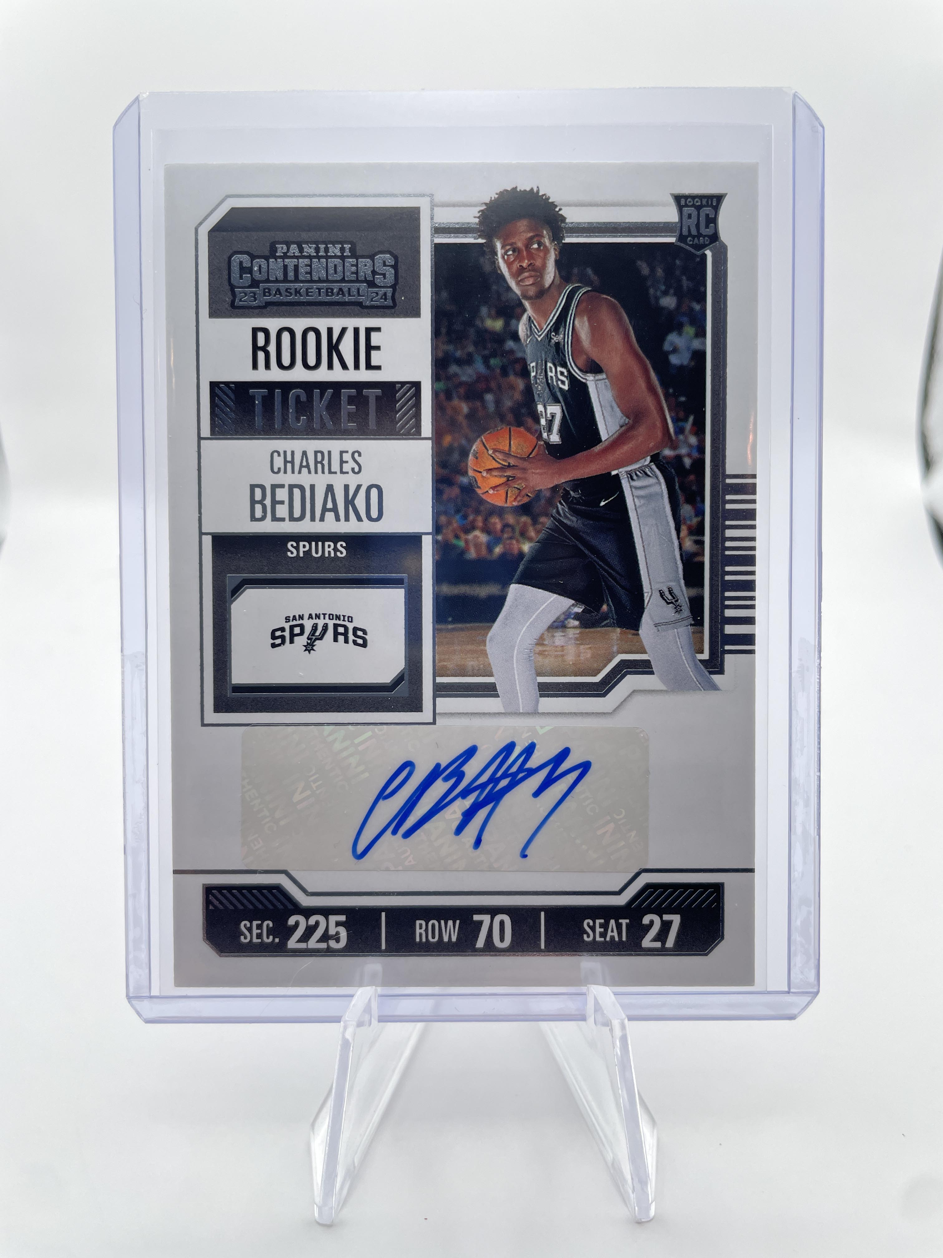 2023-24 Panini Contenders Charles Bediako Game Day Ticket Rookie Auto #155