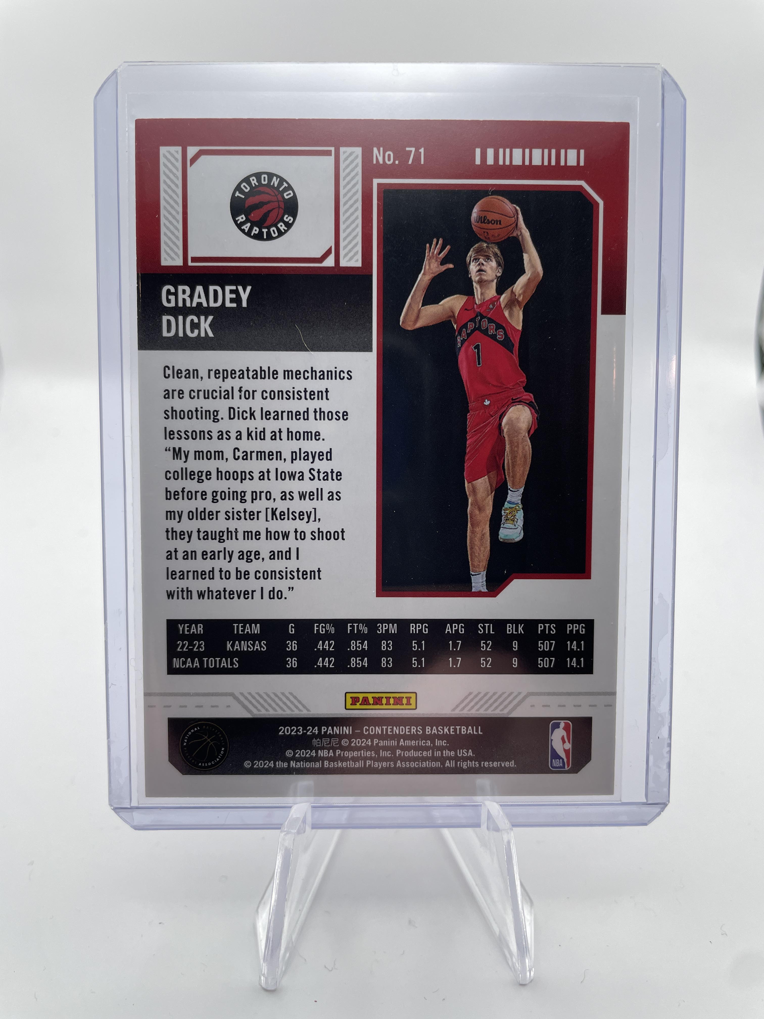 2023-24 Panini Contenders Gradey Dick Game Ticket Pink Rookie /199