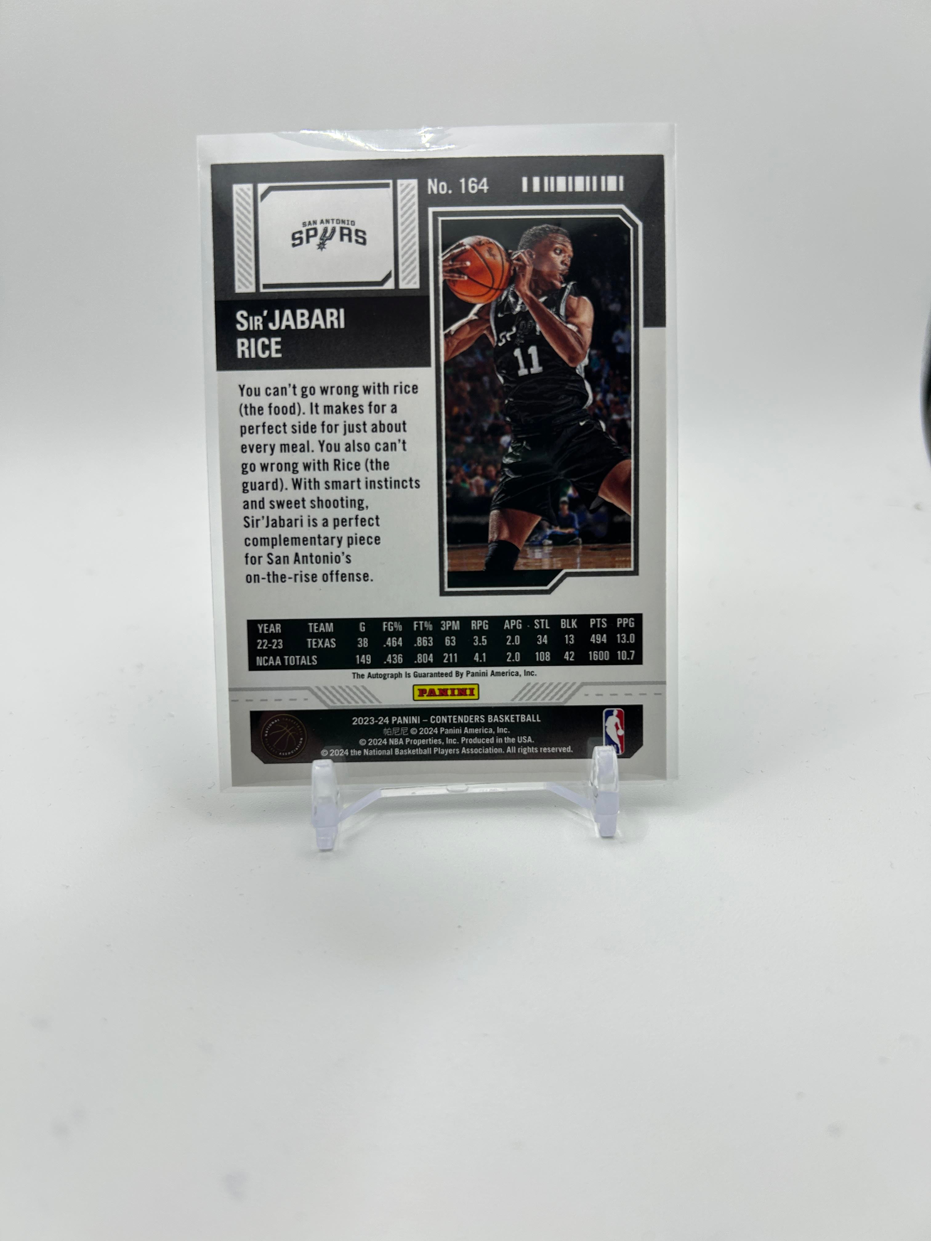 2023-24 Panini Contenders Sir'Jabari Rice Rookie Ticket Auto (Ultimate Tease)