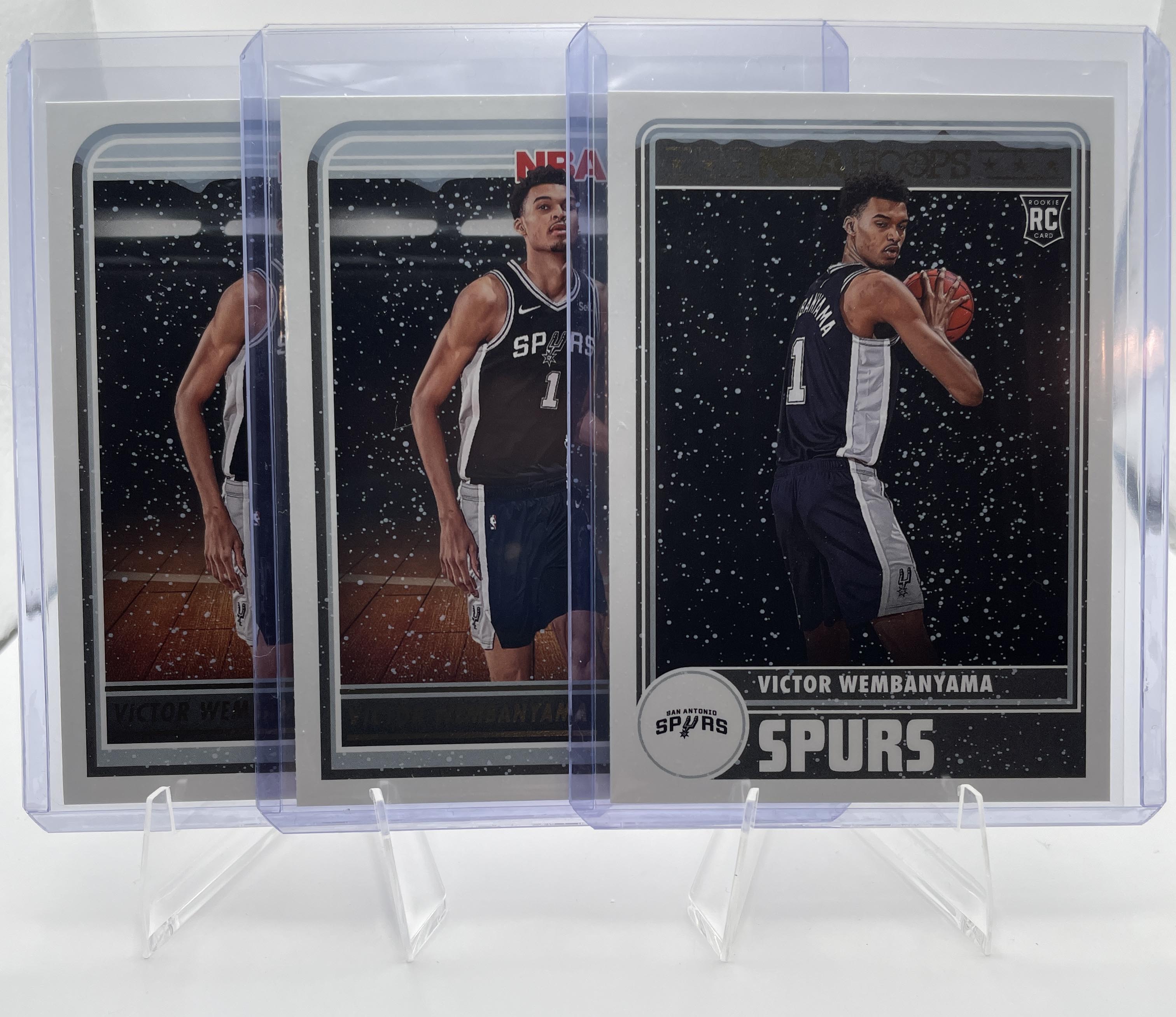 2023-24 Panini Hoops Winter Victor Wembanyama Tribute + Base Rookie Set (x3)