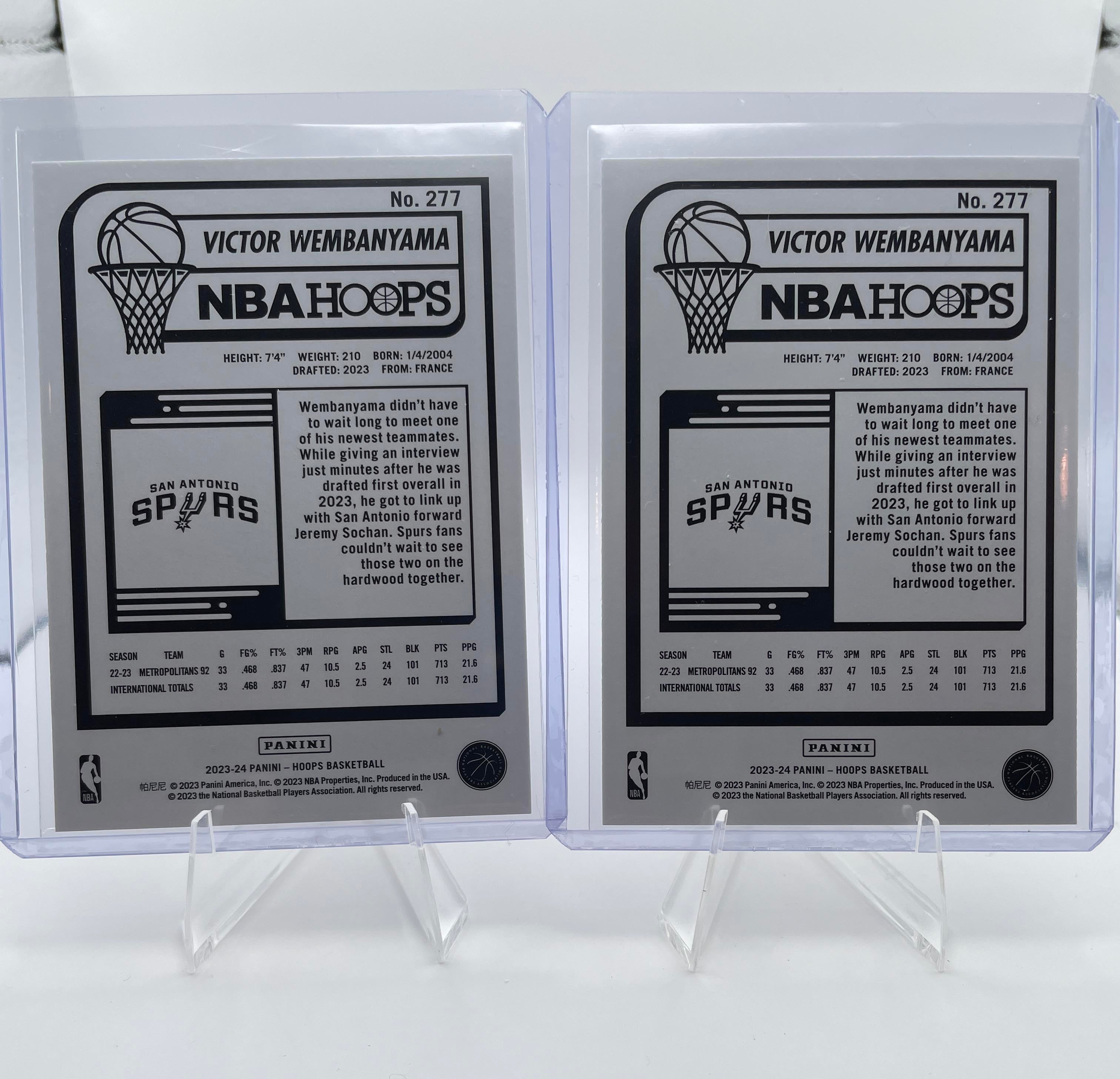 2023-24 Panini Hoops Winter Victor Wembanyama Tribute + Base Rookie Set (x3)