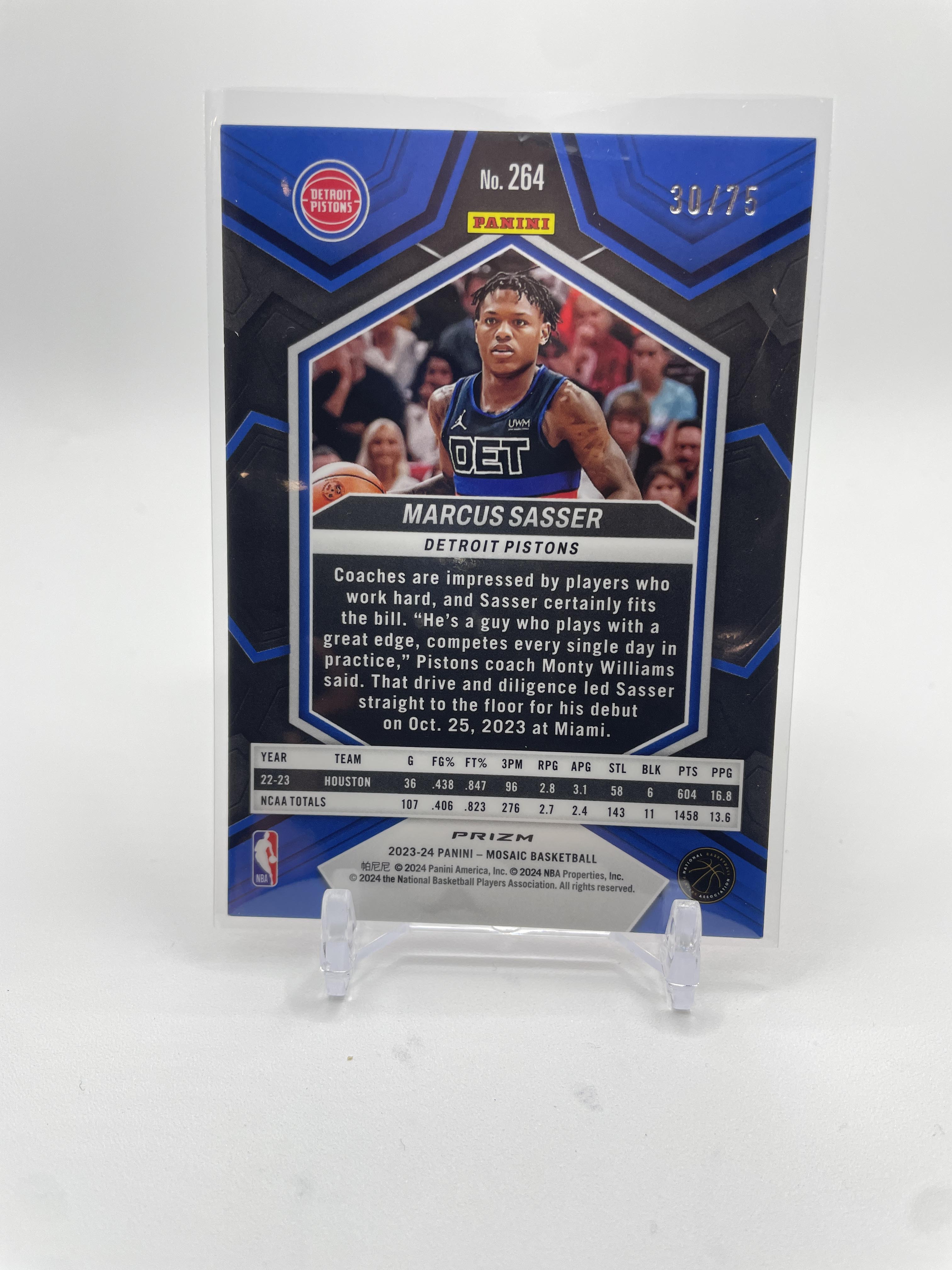 2023-24 Panini Mosaic Marcus Sasser Debut Choice Red Prizm Rookie /75 #264