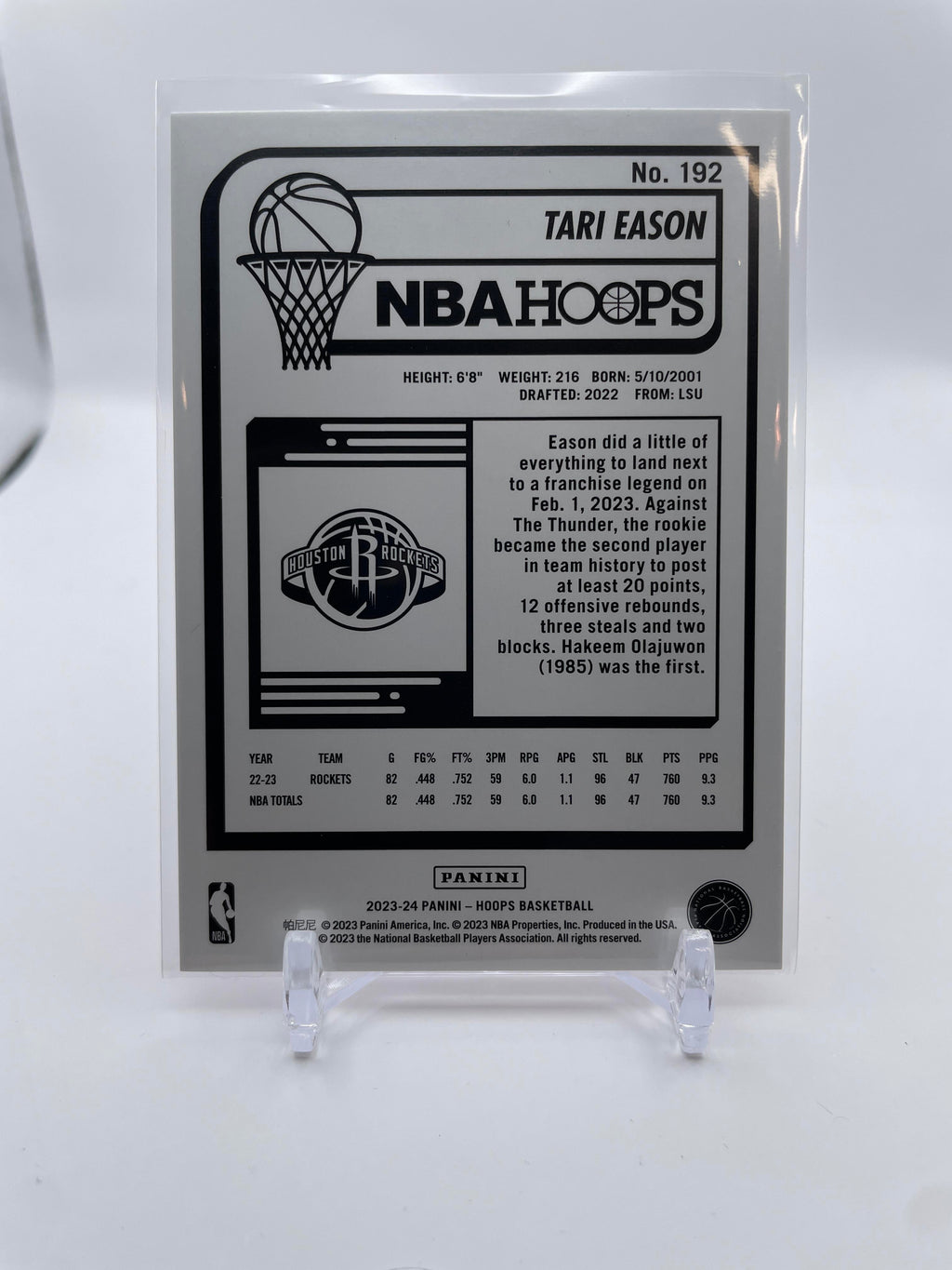 2023-24 Panini NBA Hoops Asia Tari Eason Hyper Red Prizm /99