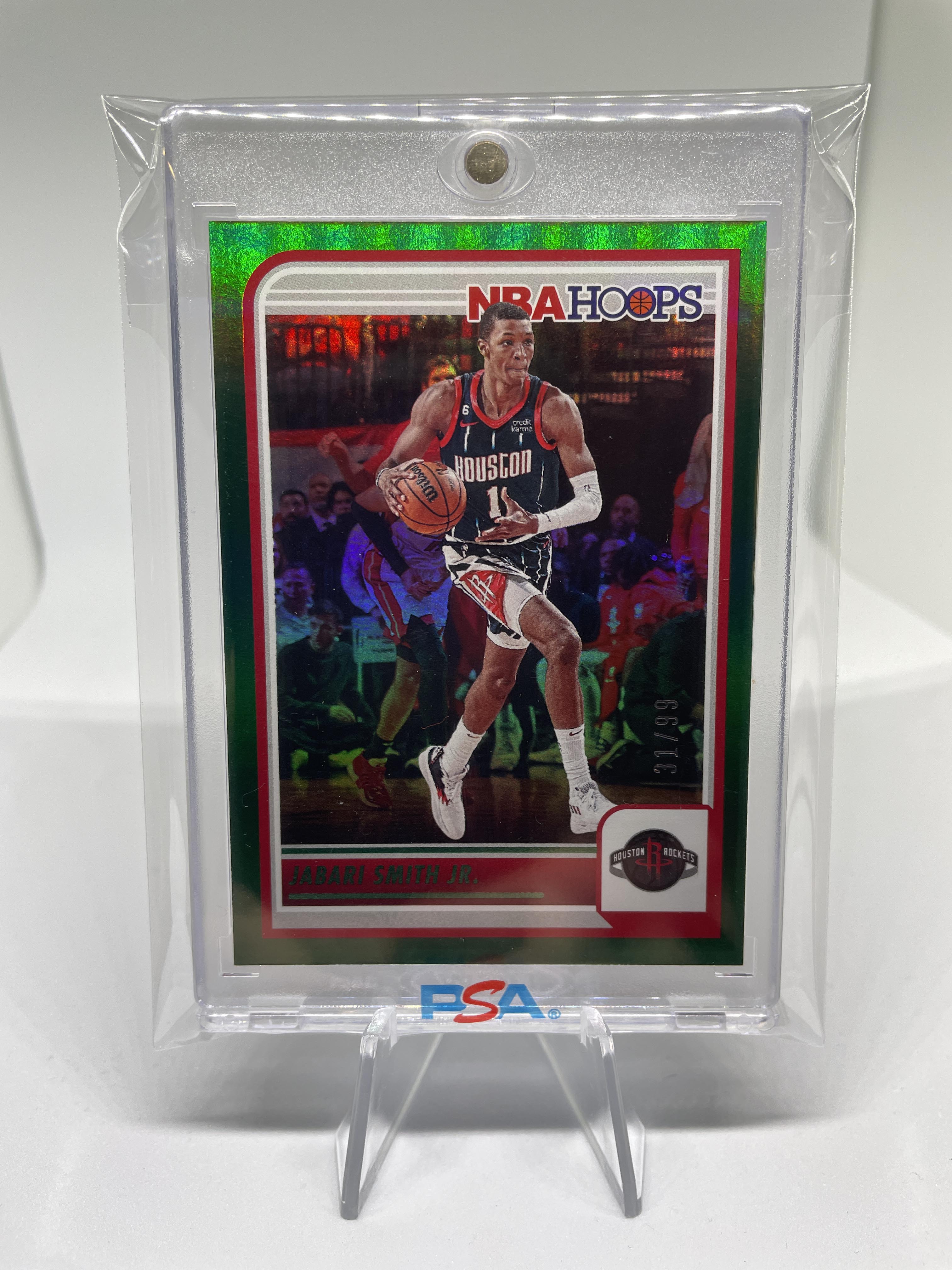2023-24 Panini NBA Hoops Jabari Smith Jr. Green Foil Prizm /99 #205
