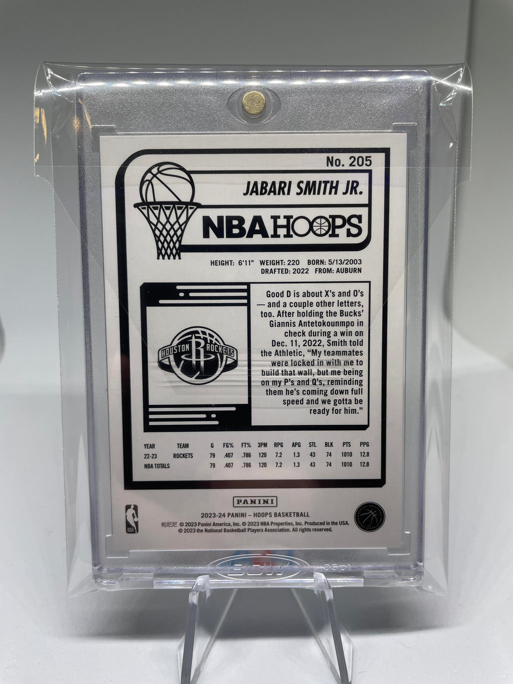 2023-24 Panini NBA Hoops Jabari Smith Jr. Green Foil Prizm /99 #205
