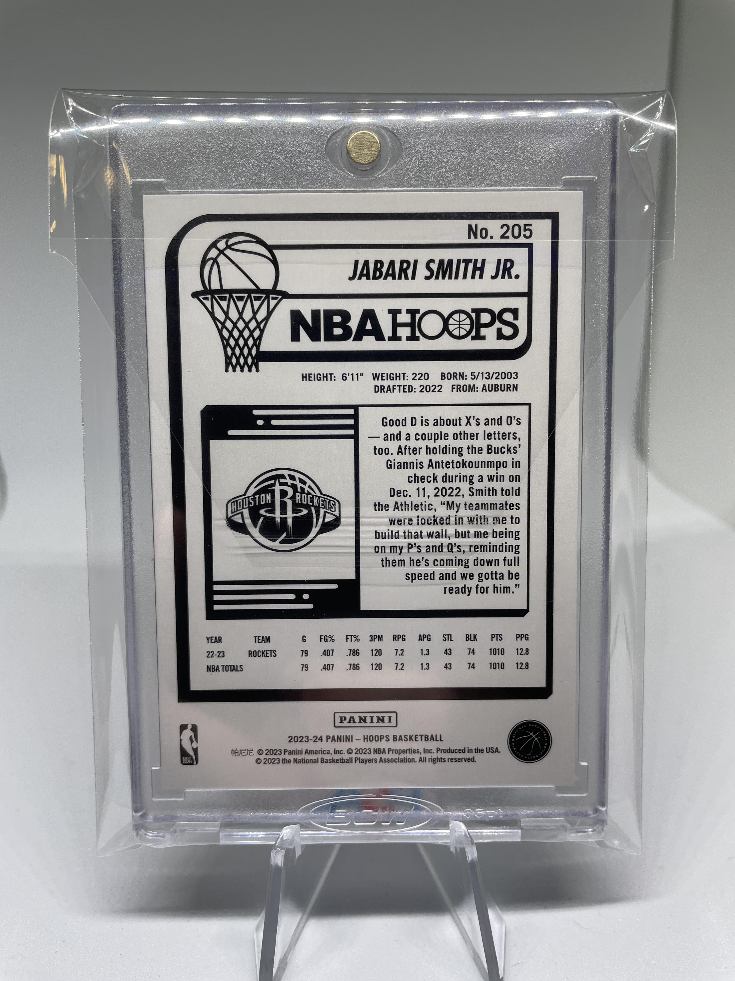 2023-24 Panini NBA Hoops Jabari Smith Jr. Green Foil Prizm /99 #205