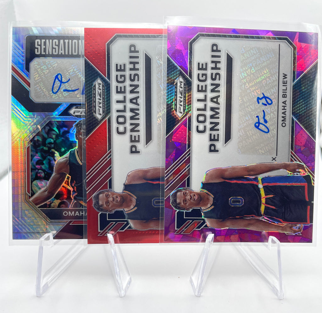 2023-24 Panini Prizm DP Omaha Biliew Purple Ice Auto /99 Red /149 + Hyper Prizm