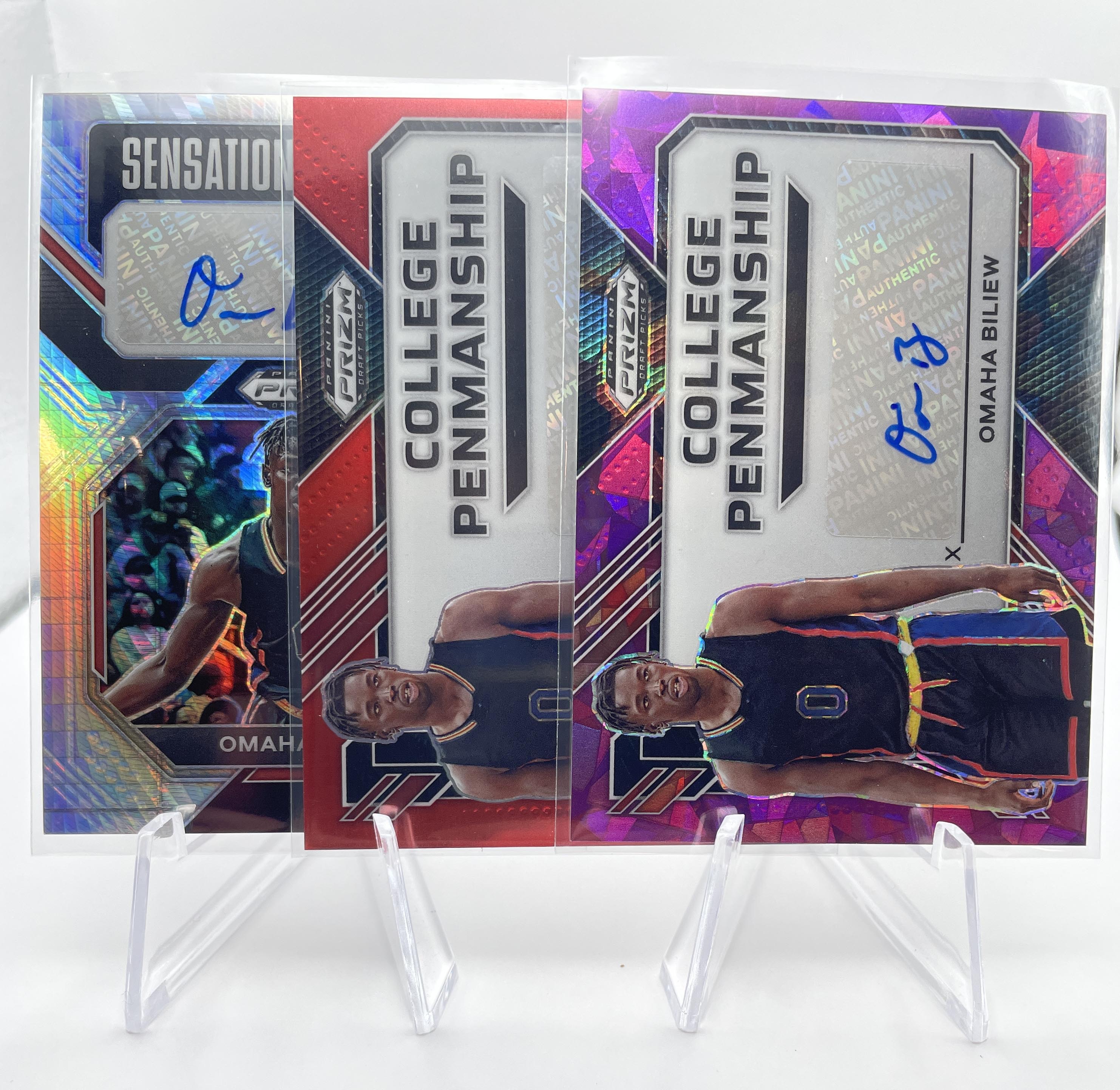 2023-24 Panini Prizm DP Omaha Biliew Purple Ice Auto /99 Red /149 + Hyper Prizm