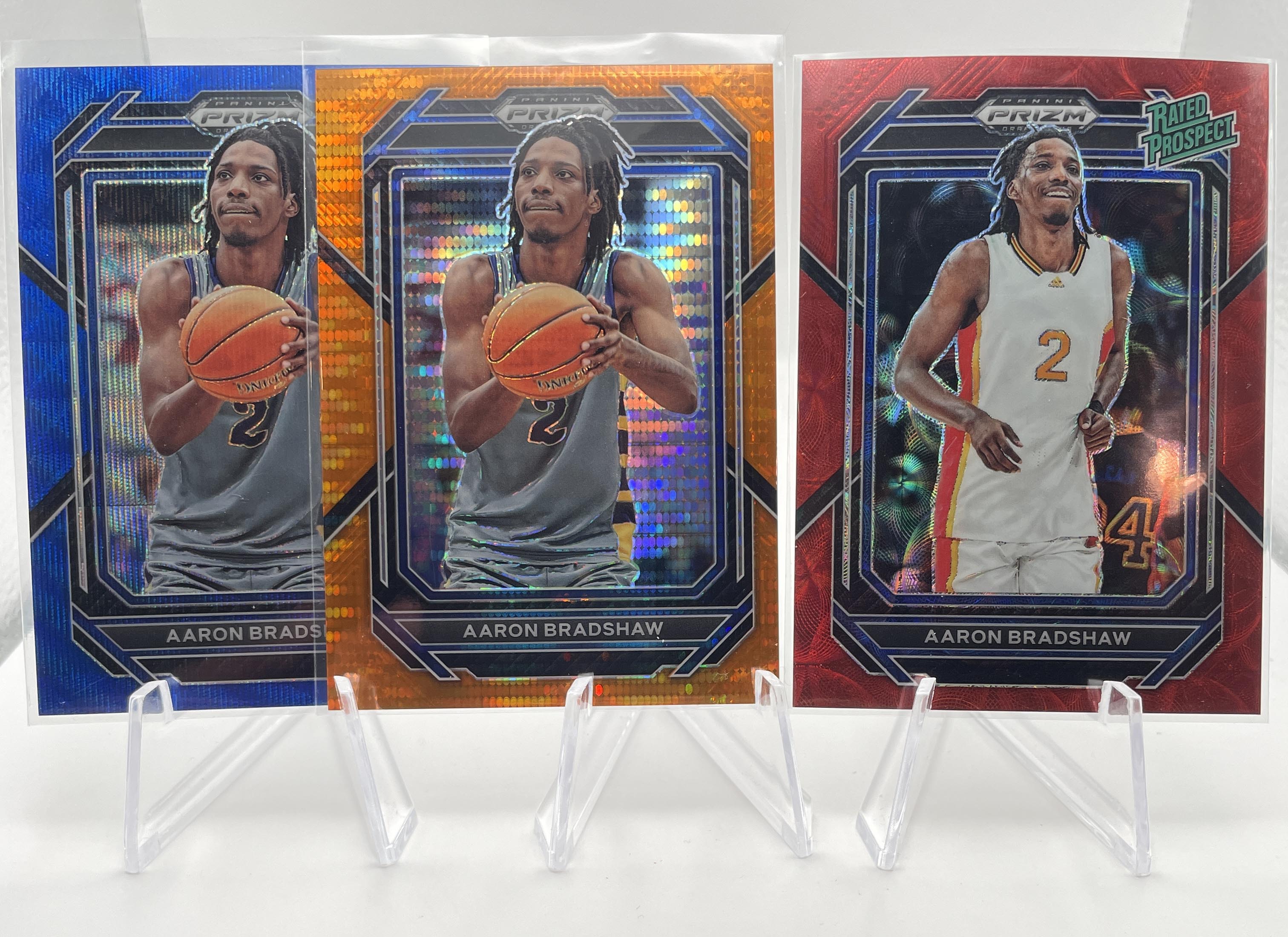2023-24 Panini Prizm Draft Aaron Bradshaw Orange /49 Blue /249 + Choice Red /88
