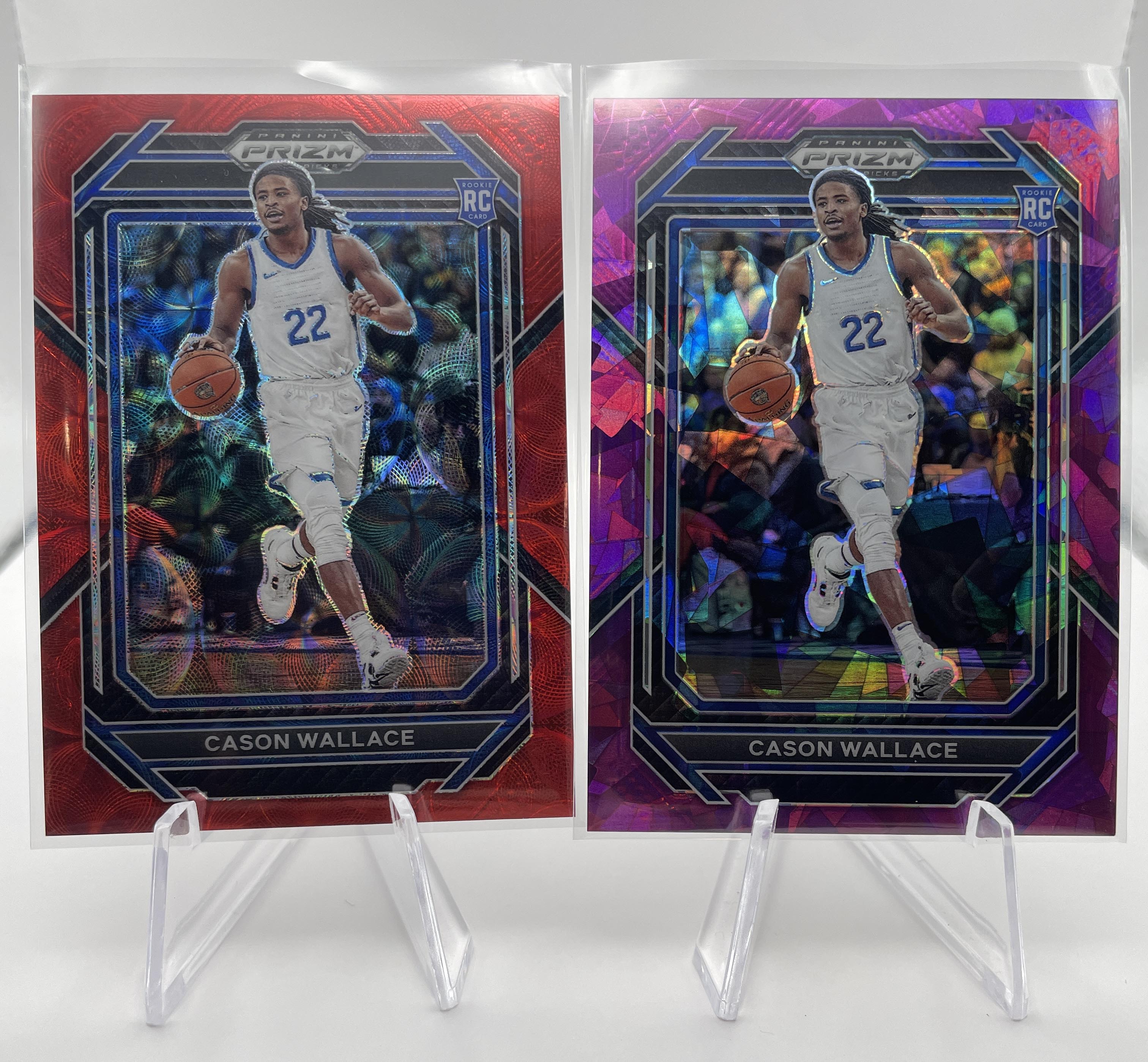 2023-24 Panini Prizm Draft Cason Wallace Choice Red 88 + Blue Var /199 Ice /149