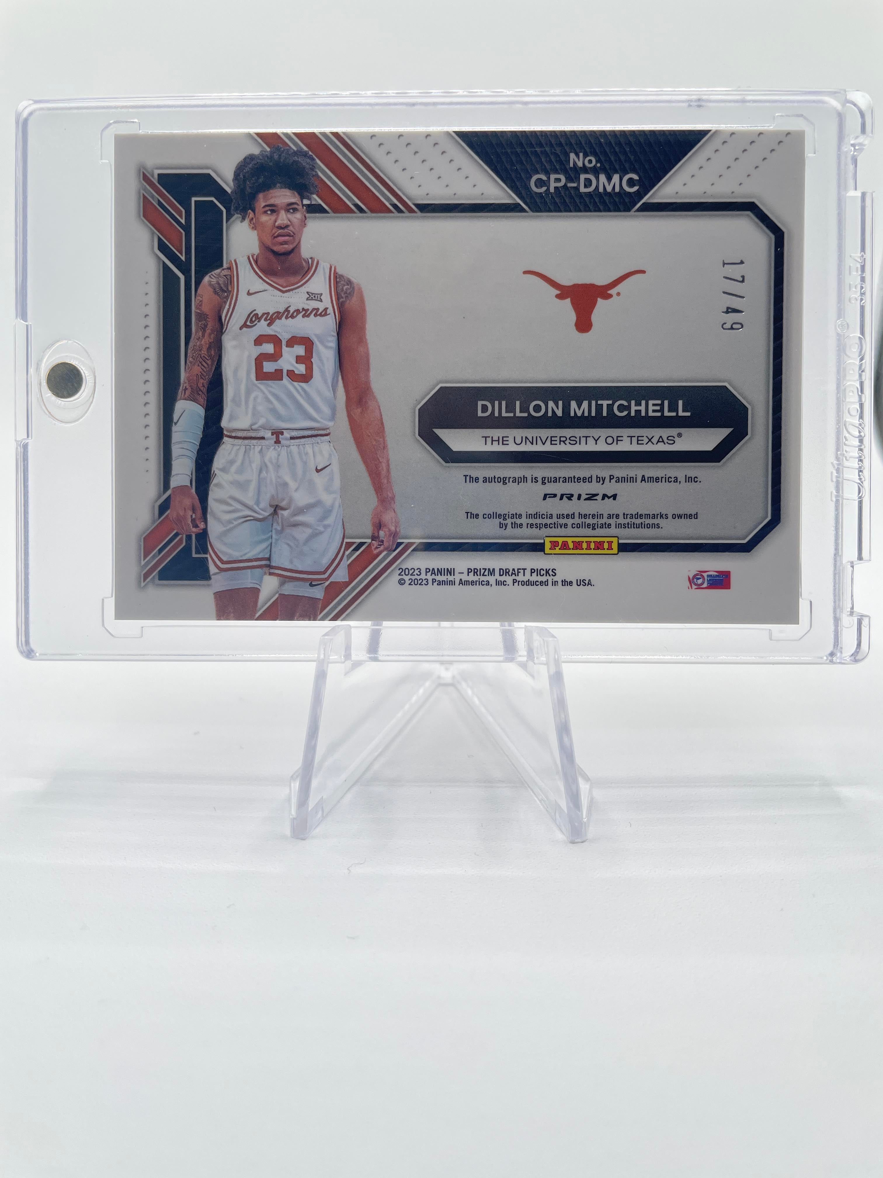 2023-24 Panini Prizm Draft Dillon Mitchell Penmanship Orange Pulsar Auto /49