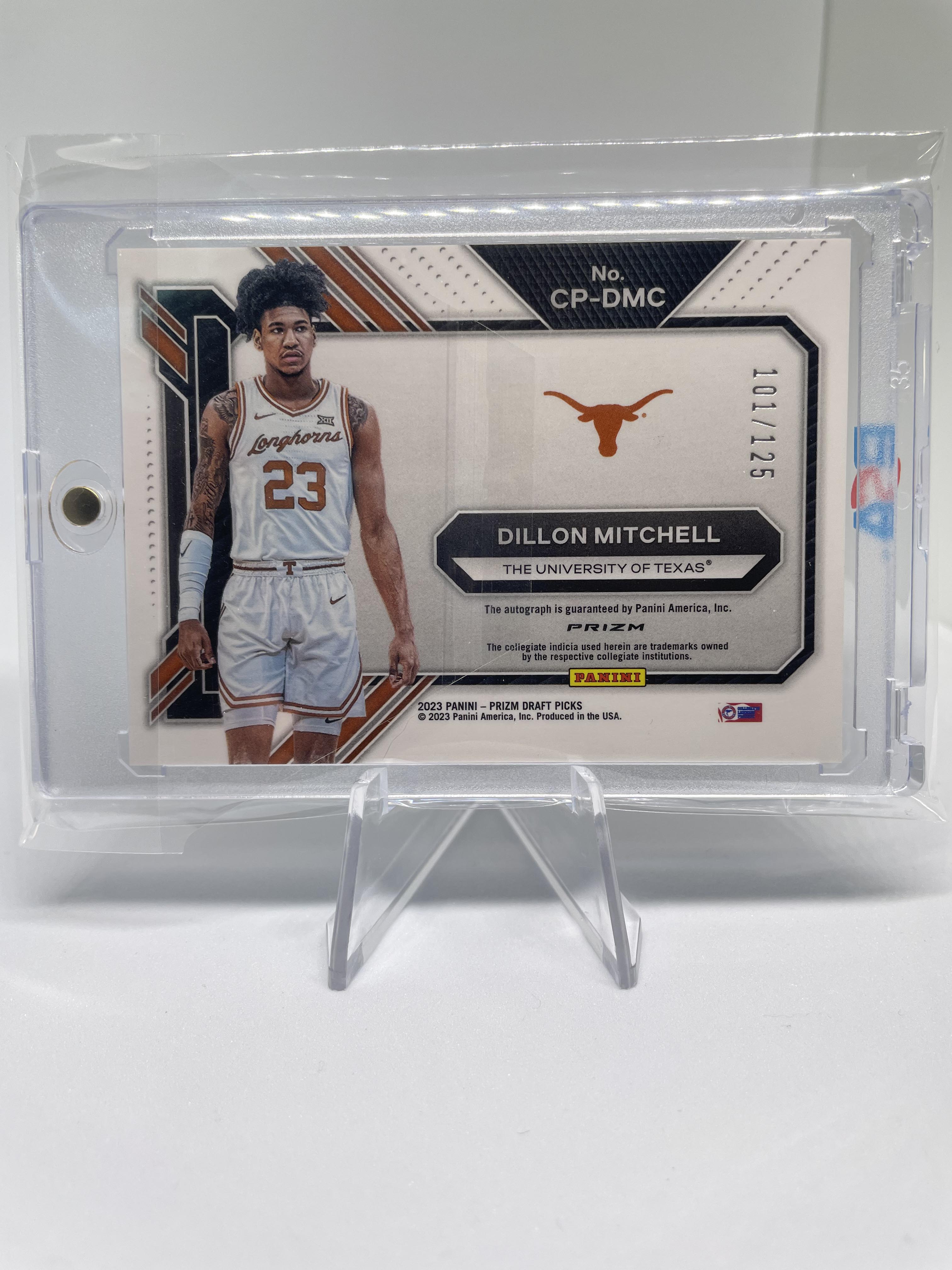 2023-24 Panini Prizm Draft Dillon Mitchell Penmanship Red Prizm Rookie Auto /125