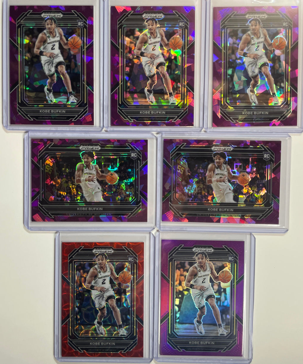 2023-24 Panini Prizm Draft Kobe Bufkin Purple Prizm /75 + Choice /88 Set (x7)