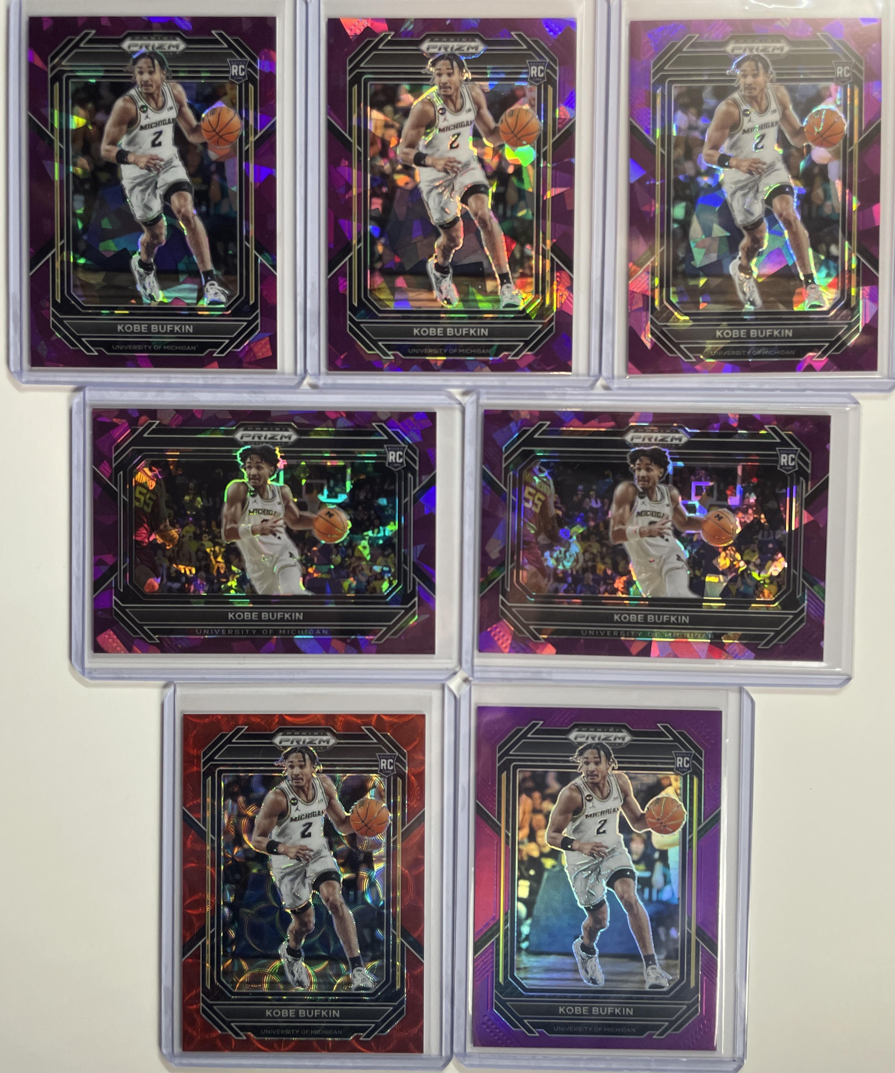 2023-24 Panini Prizm Draft Kobe Bufkin Purple Prizm /75 + Choice /88 Set (x7)