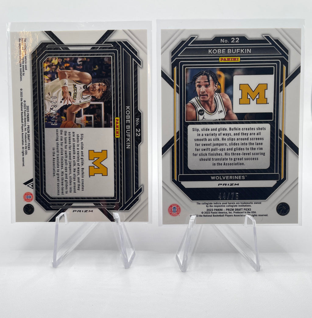 2023-24 Panini Prizm Draft Kobe Bufkin Purple Prizm /75 + Choice /88 Set (x7)
