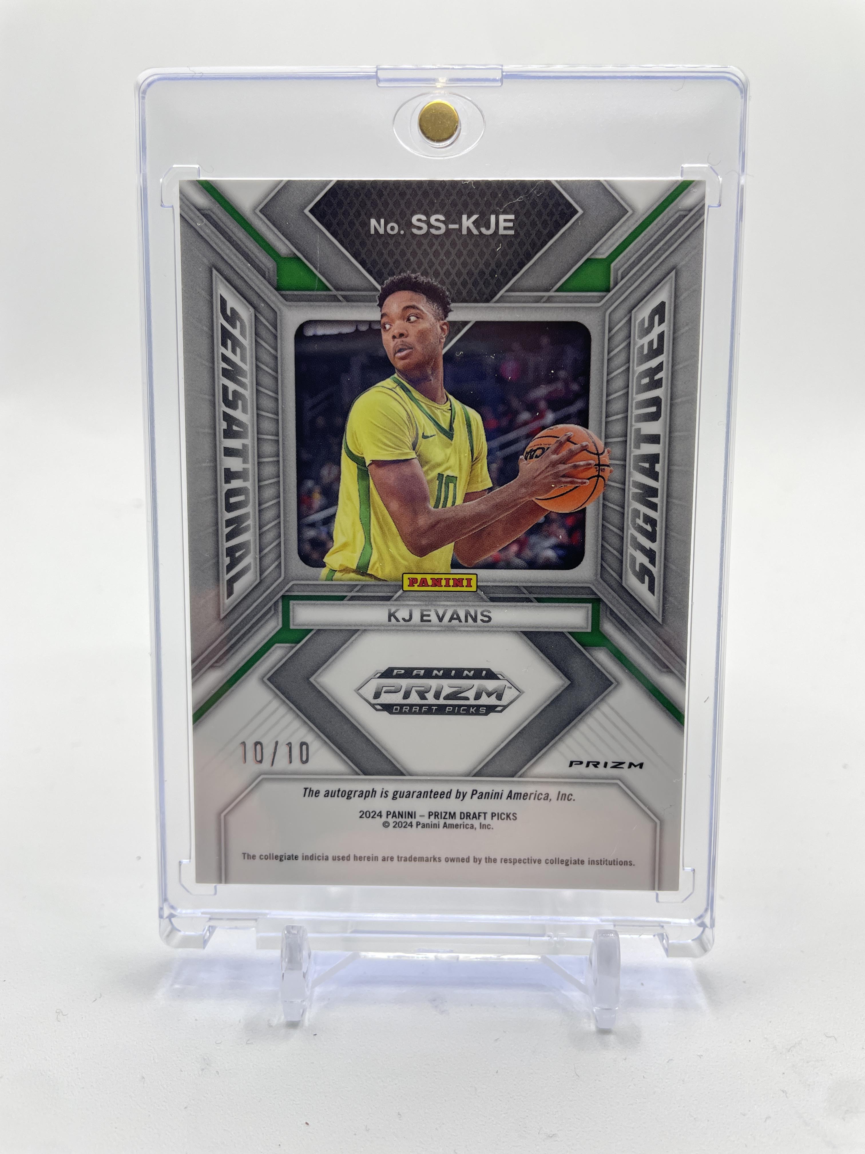 2023-24 Panini Prizm Draft Kwame KJ Evans Sensational Sigs Gold Prizm Auto /10