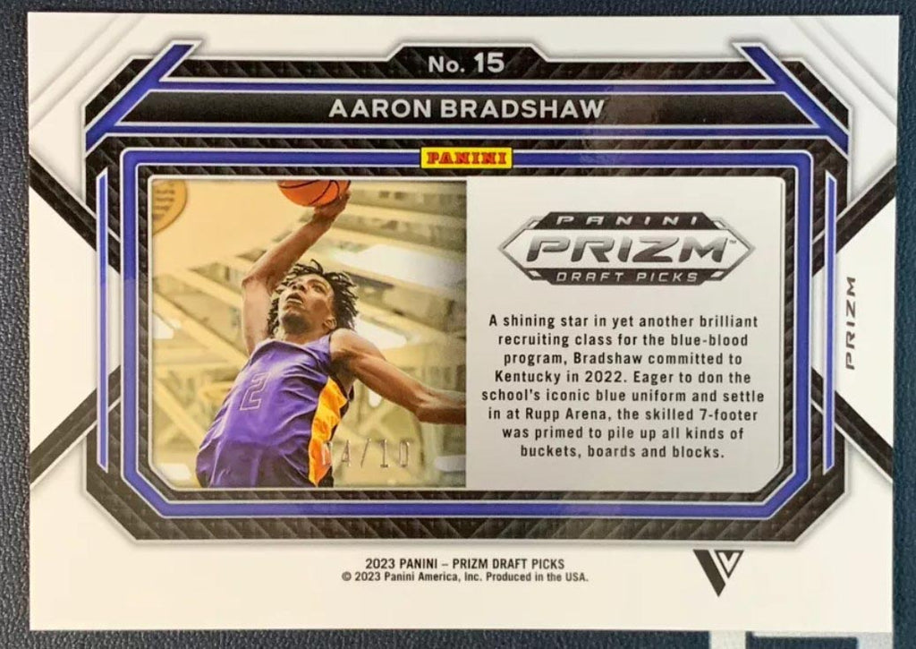 2023-24 Panini Prizm Draft Picks Aaron Bradshaw Gold Prizm Variation /10
