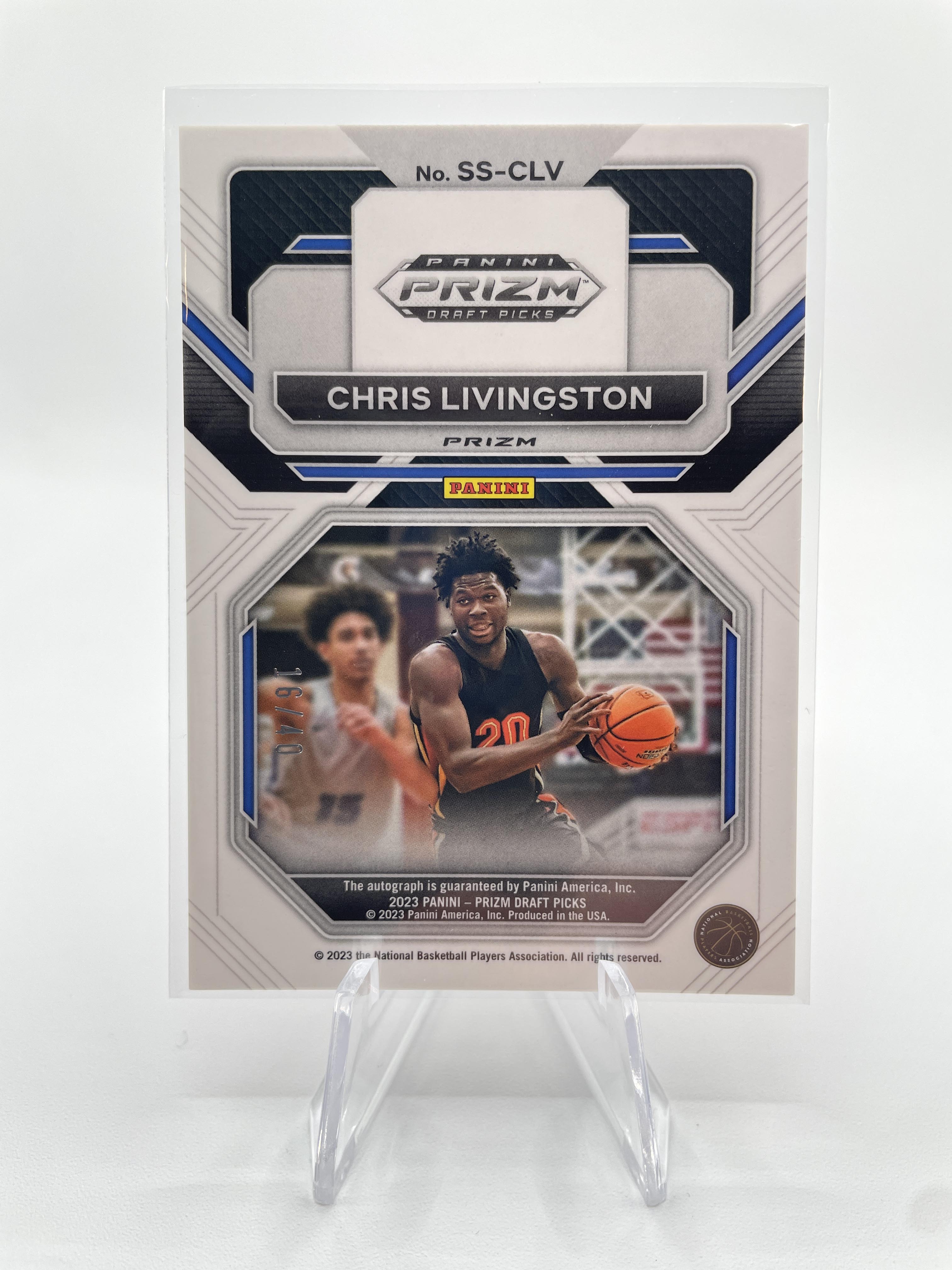 2023-24 Panini Prizm Draft Picks Chris Livingston Choice Red Prizm Auto /40