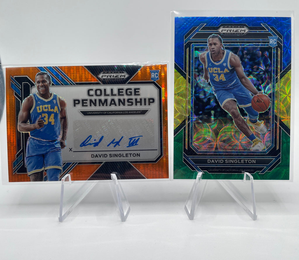 2023-24 Panini Prizm Draft Picks David Singleton Orange Prizm Auto /49 + GYB SP