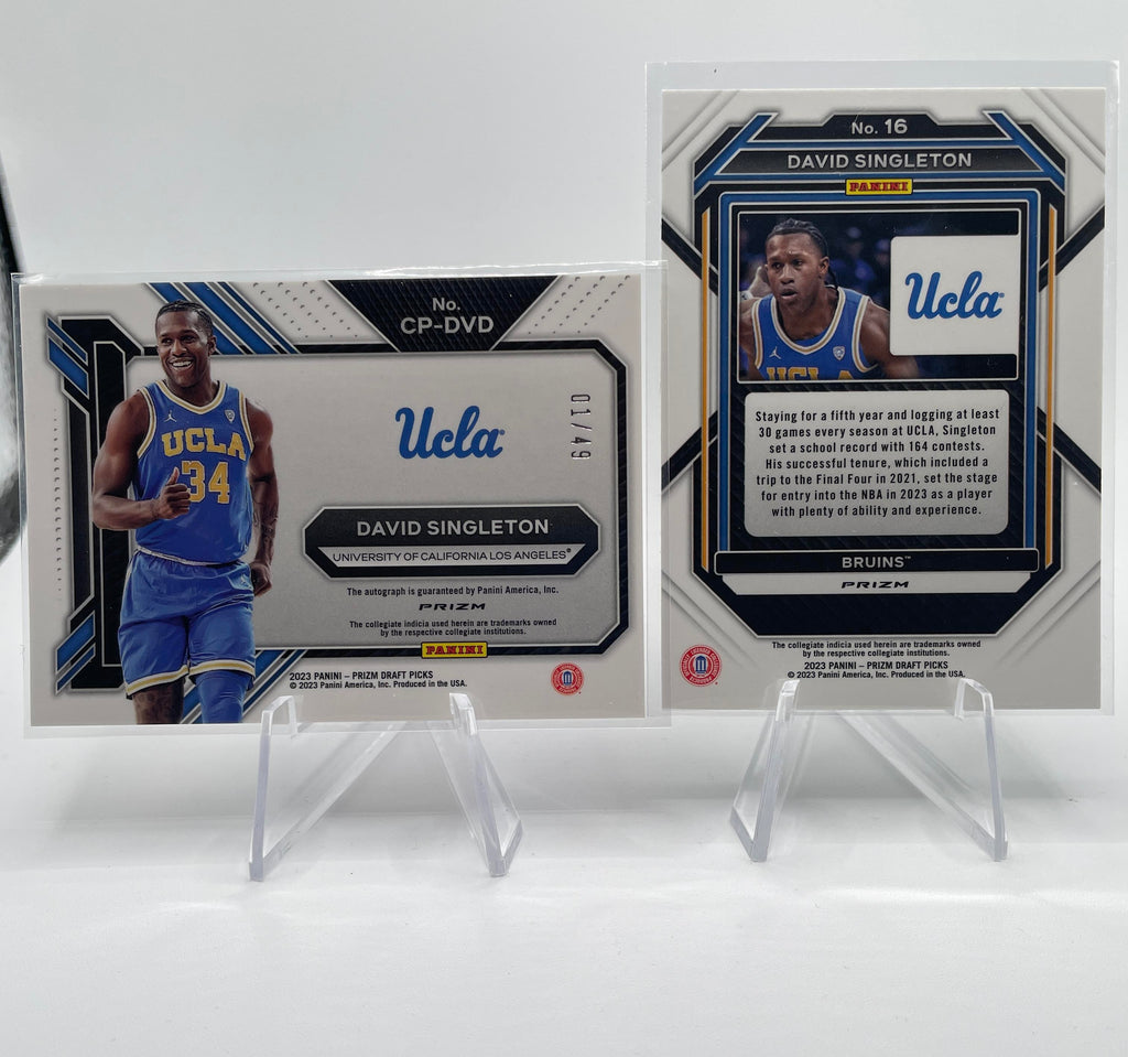 2023-24 Panini Prizm Draft Picks David Singleton Orange Prizm Auto /49 + GYB SP