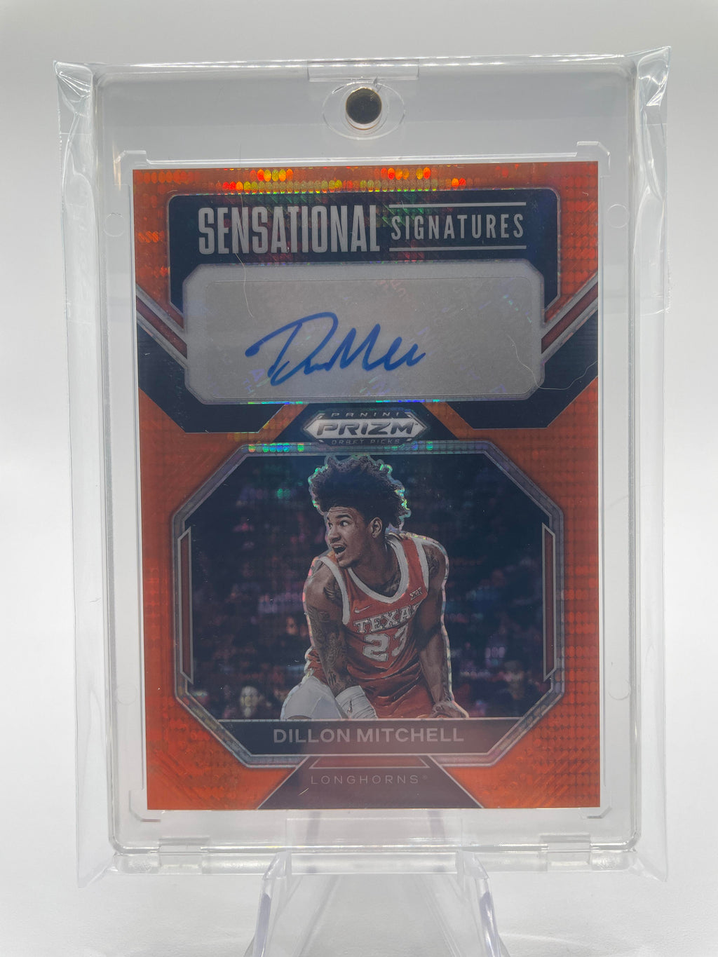 2023-24 Panini Prizm Draft Picks Dillon Mitchell Orange Pulsar Prizm Auto /49