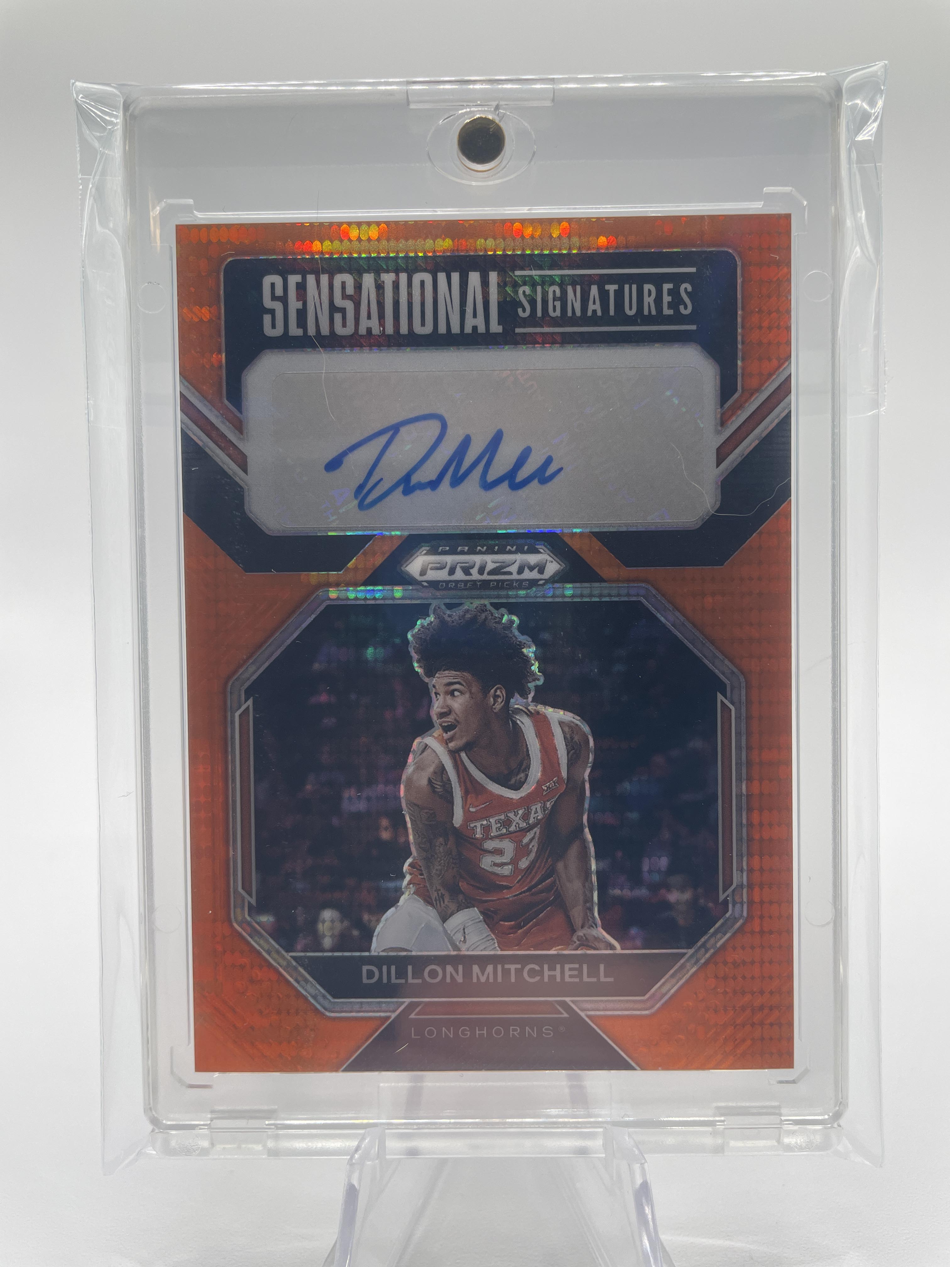 2023-24 Panini Prizm Draft Picks Dillon Mitchell Orange Pulsar Prizm Auto /49