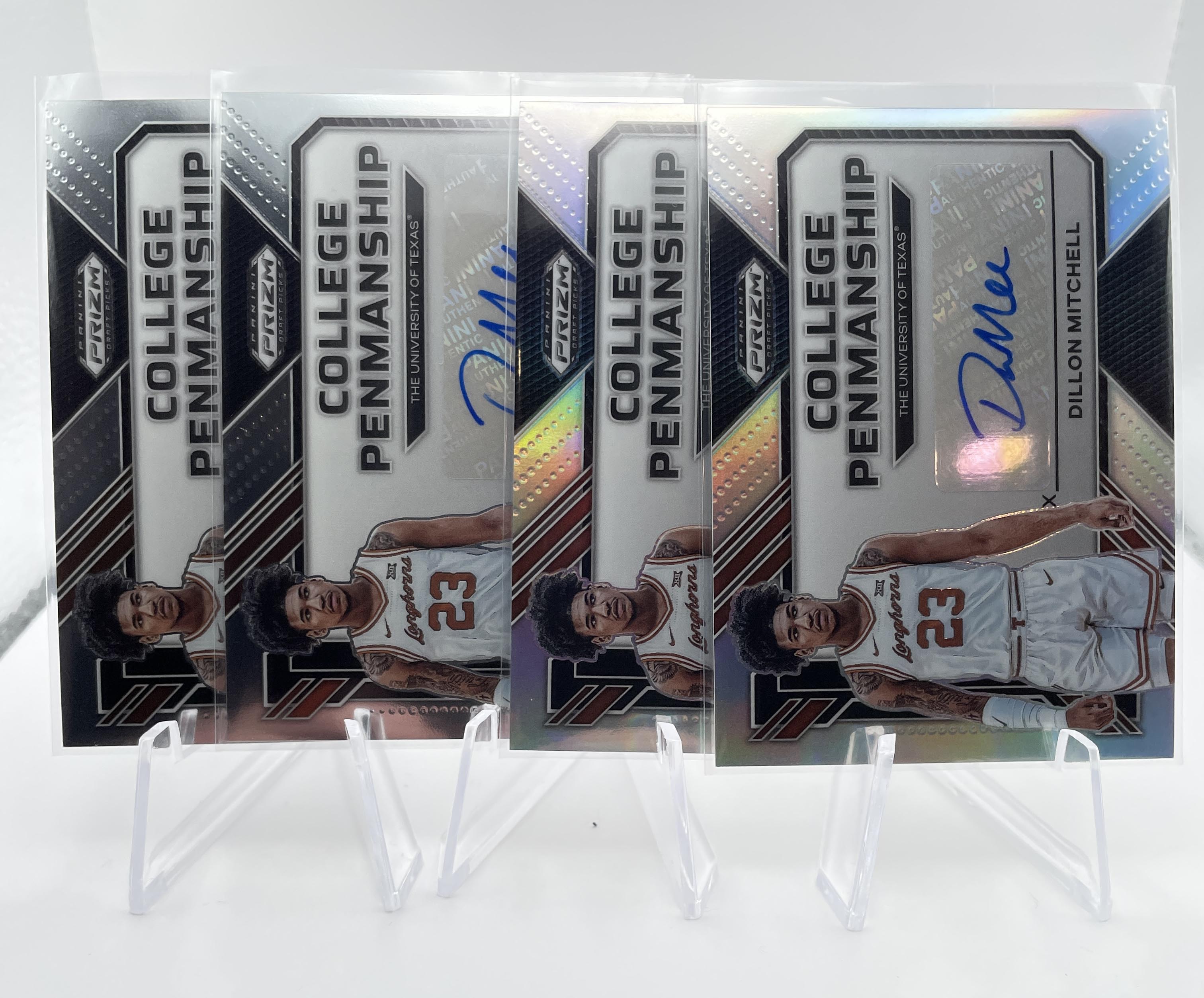 2023-24 Panini Prizm Draft Picks Dillon Mitchell Penmanship Prizm Auto Set (x4)
