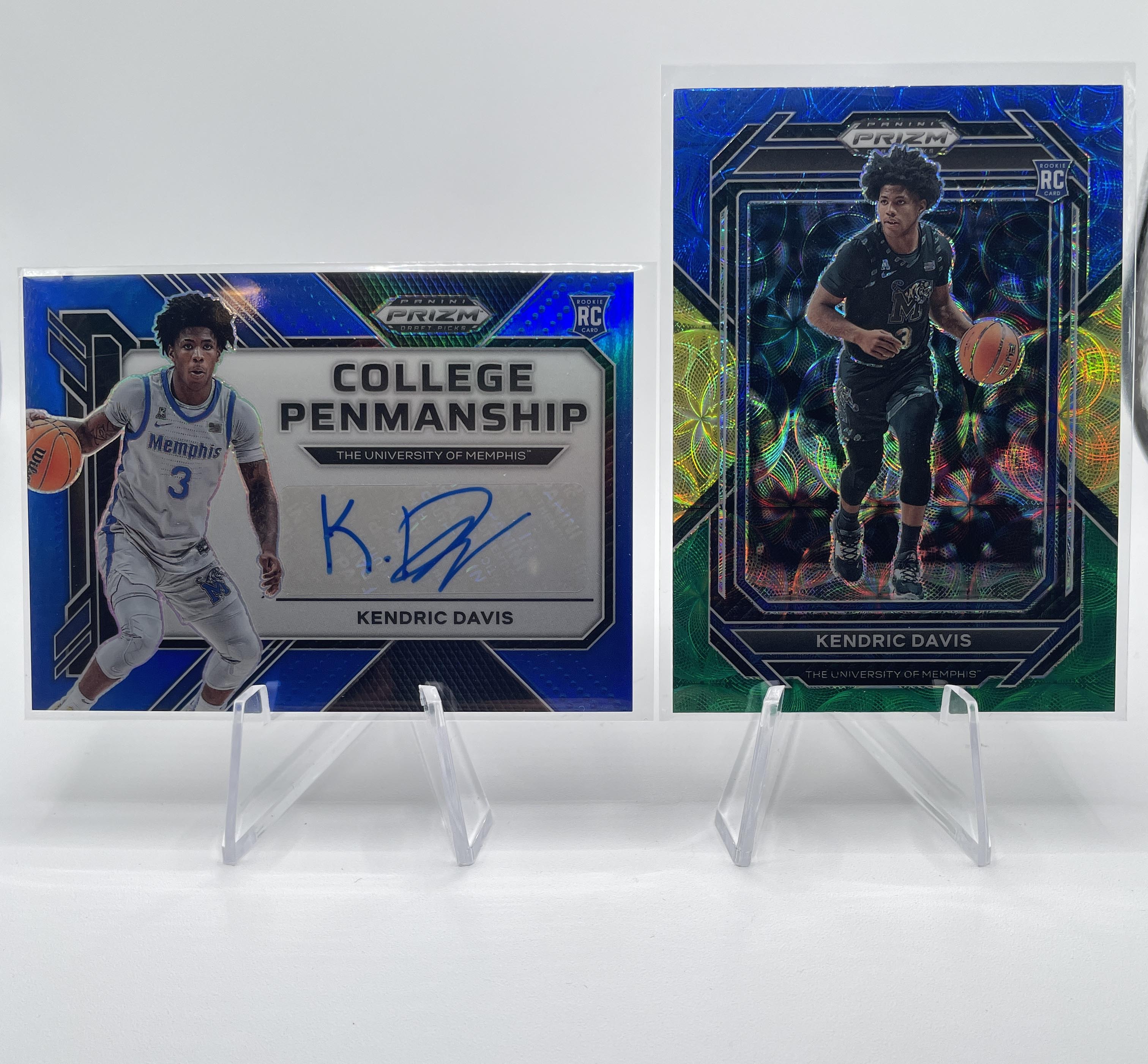 2023-24 Panini Prizm Draft Picks Kendric Davis Blue Prizm Auto /125 + GYB SP