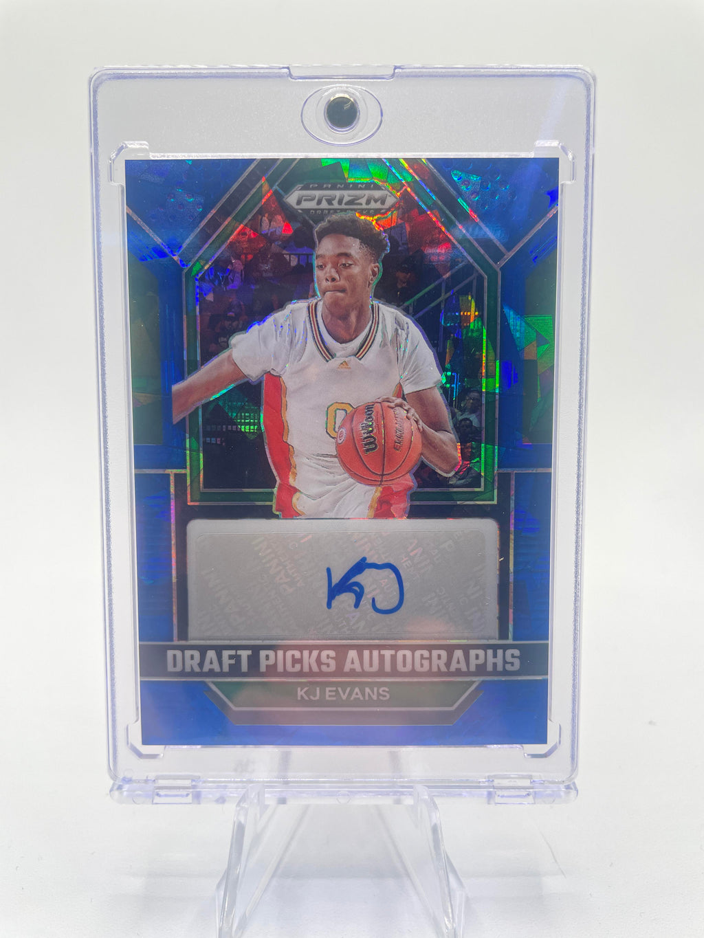 2023-24 Panini Prizm Draft Picks Kwame KJ Evans Blue Ice Prizm Rookie Auto /75