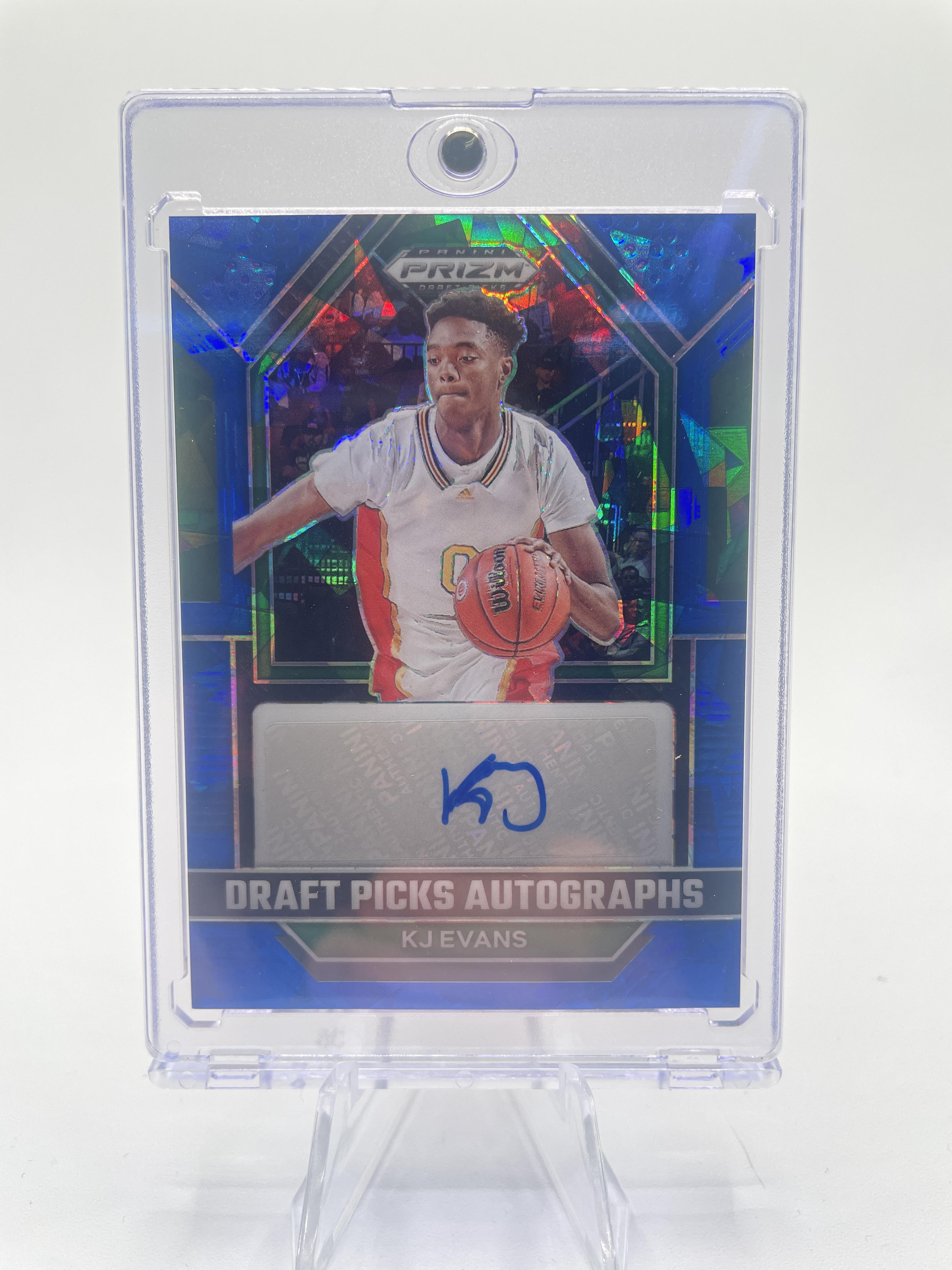 2023-24 Panini Prizm Draft Picks Kwame KJ Evans Blue Ice Prizm Rookie Auto /75