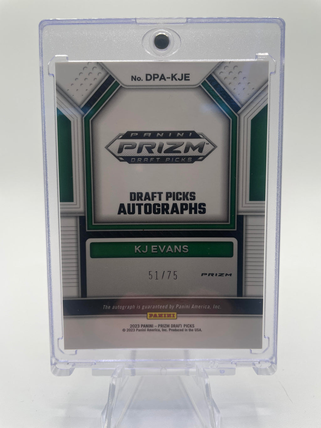 2023-24 Panini Prizm Draft Picks Kwame KJ Evans Blue Ice Prizm Rookie Auto /75