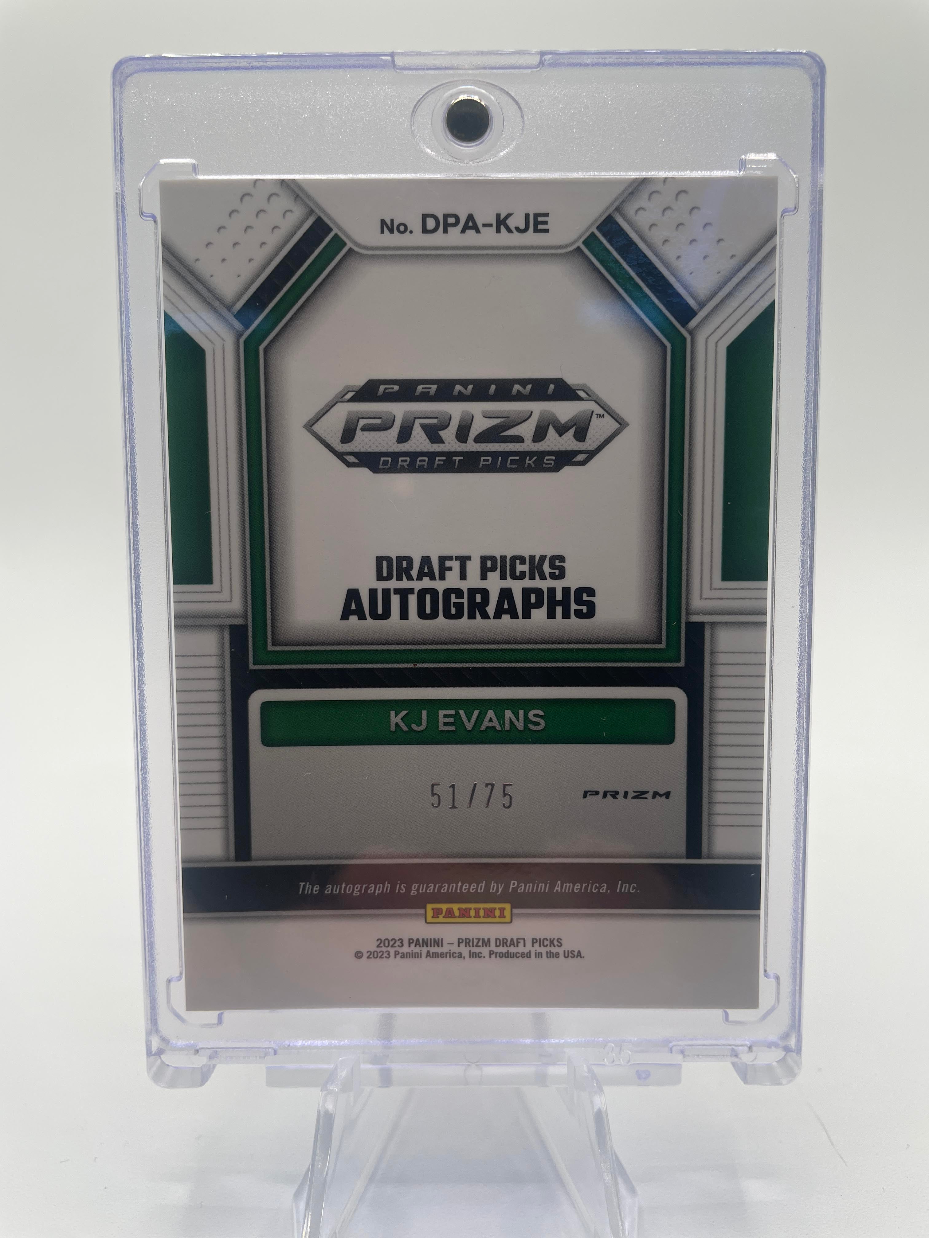 2023-24 Panini Prizm Draft Picks Kwame KJ Evans Blue Ice Prizm Rookie Auto /75