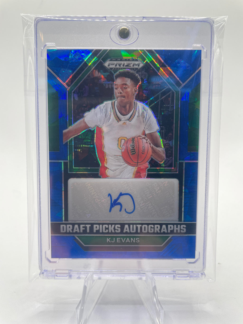 2023-24 Panini Prizm Draft Picks Kwame KJ Evans Blue Ice Prizm Rookie Auto /75
