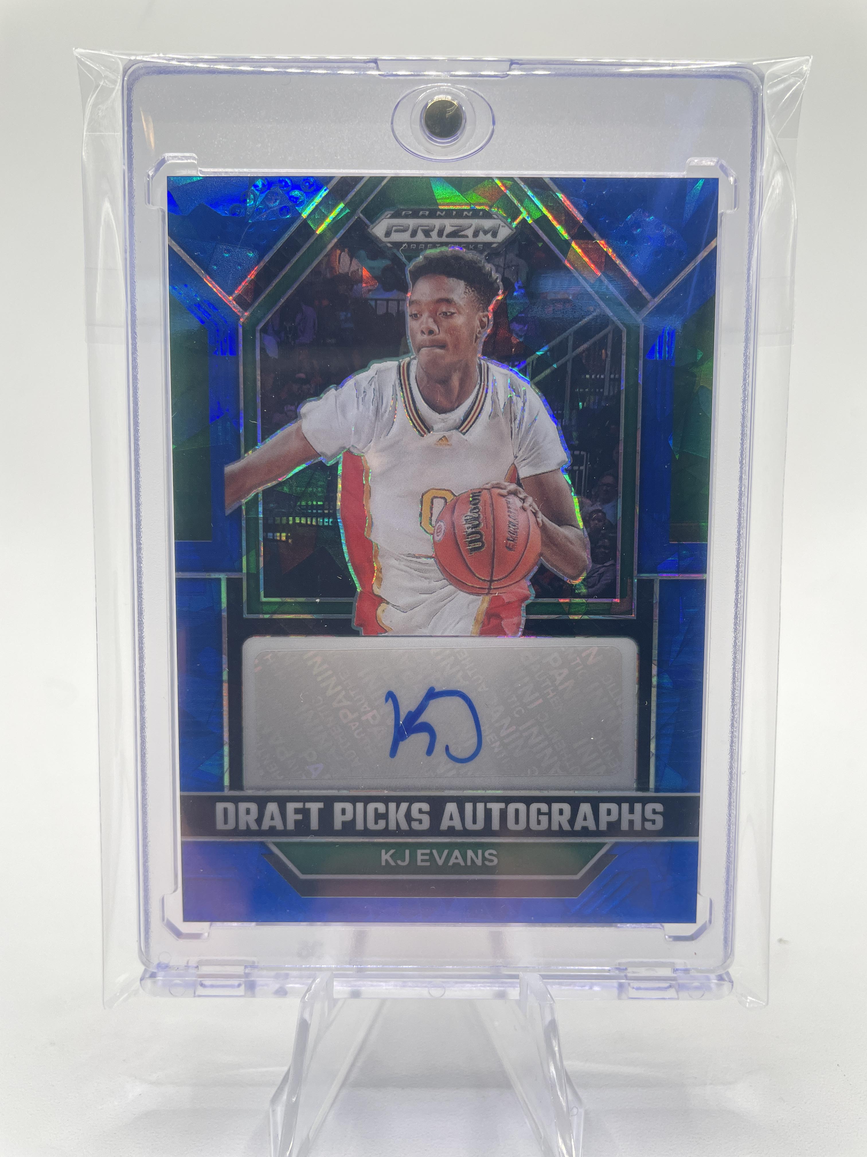 2023-24 Panini Prizm Draft Picks Kwame KJ Evans Blue Ice Prizm Rookie Auto /75