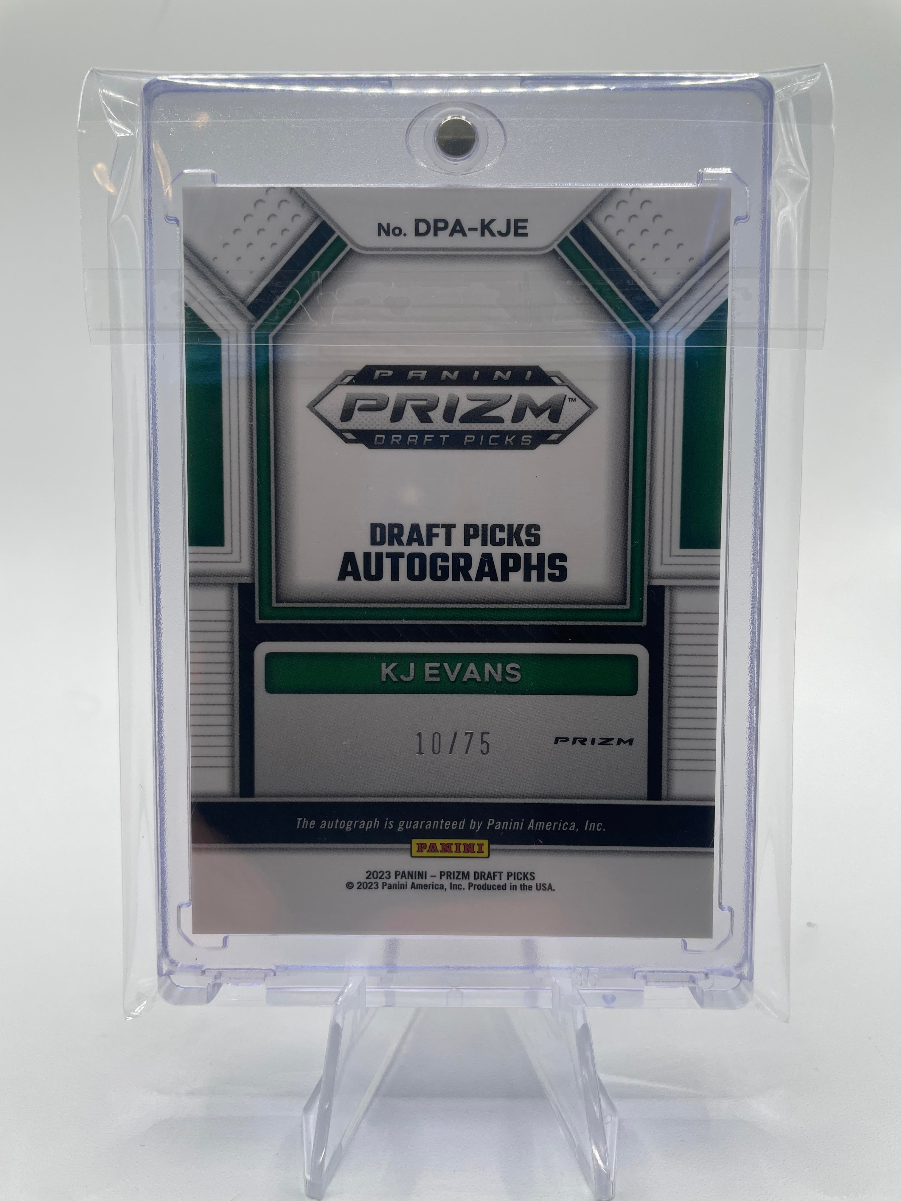 2023-24 Panini Prizm Draft Picks Kwame KJ Evans Blue Ice Prizm Rookie Auto /75