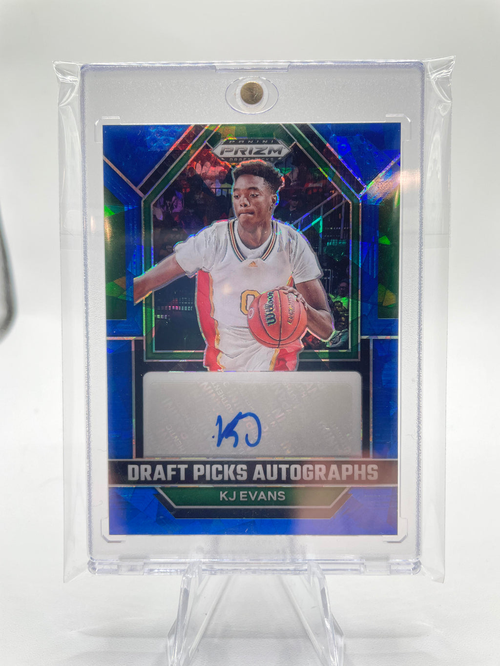 2023-24 Panini Prizm Draft Picks Kwame KJ Evans Blue Ice Prizm Rookie Auto /75