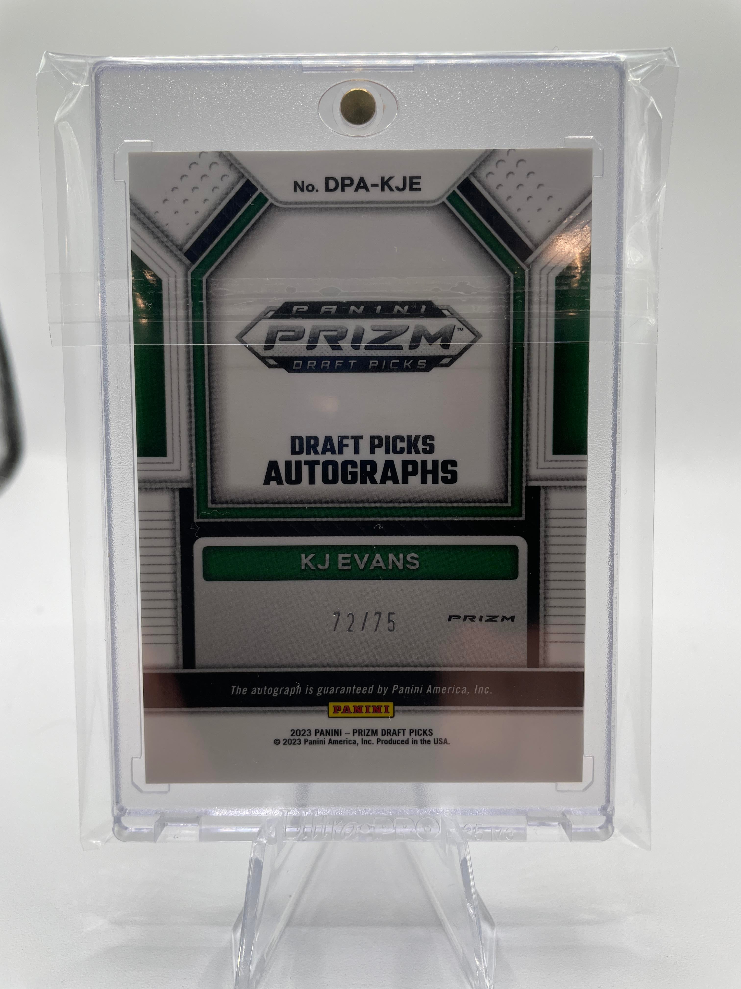 2023-24 Panini Prizm Draft Picks Kwame KJ Evans Blue Ice Prizm Rookie Auto /75