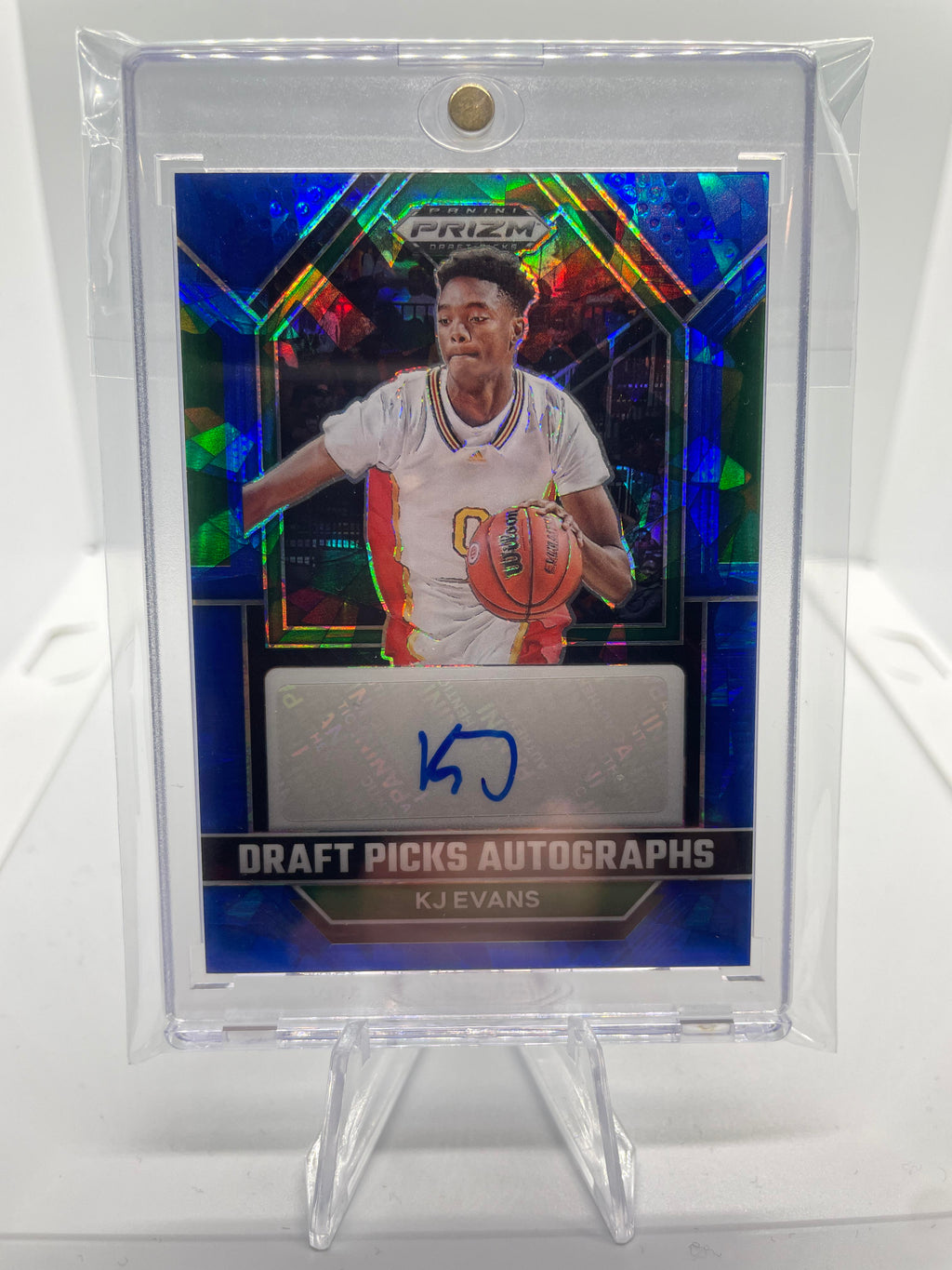 2023-24 Panini Prizm Draft Picks Kwame KJ Evans Blue Ice Prizm Rookie Auto /75