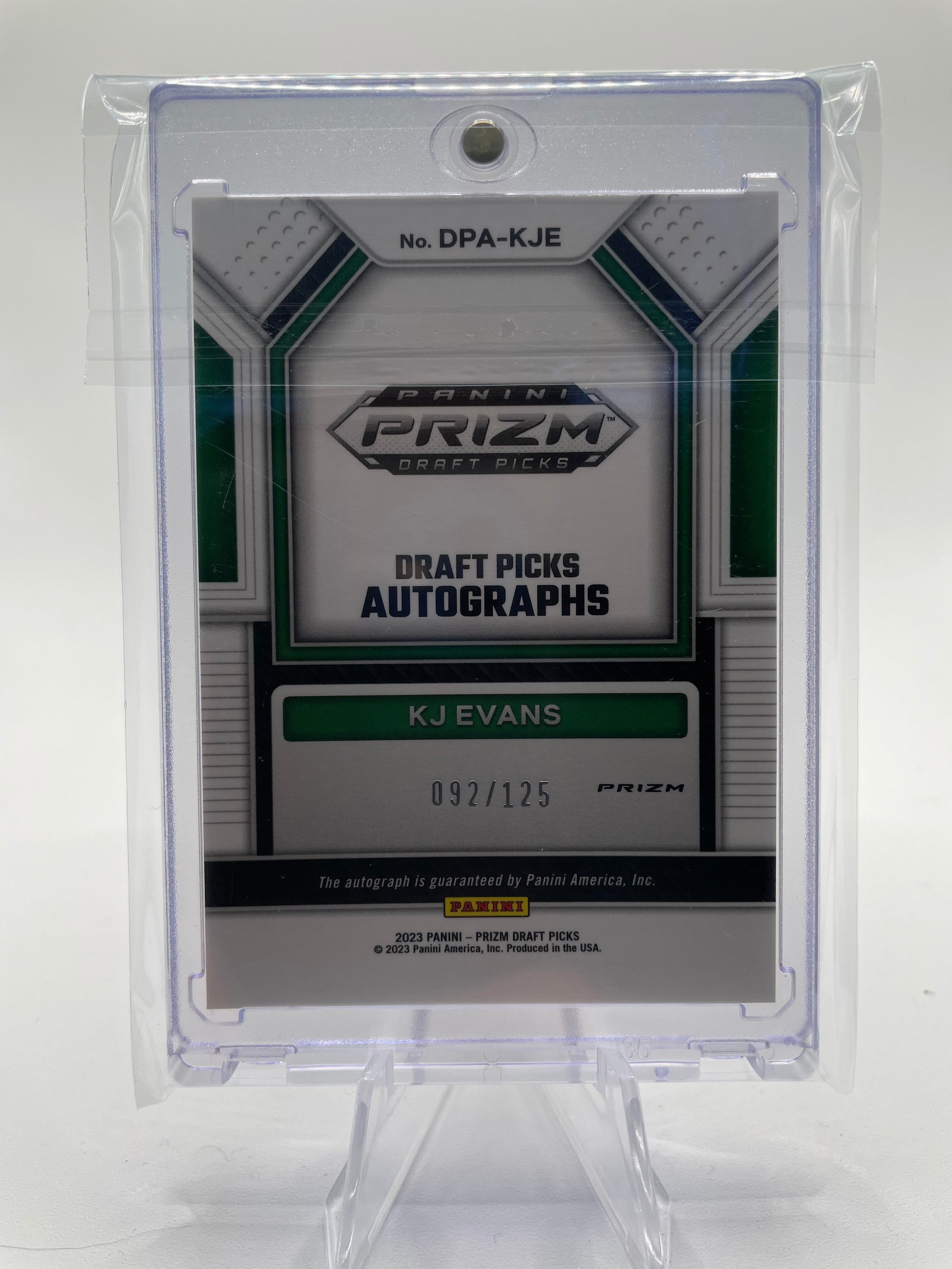 2023-24 Panini Prizm Draft Picks Kwame KJ Evans Blue Prizm Rookie Auto /125