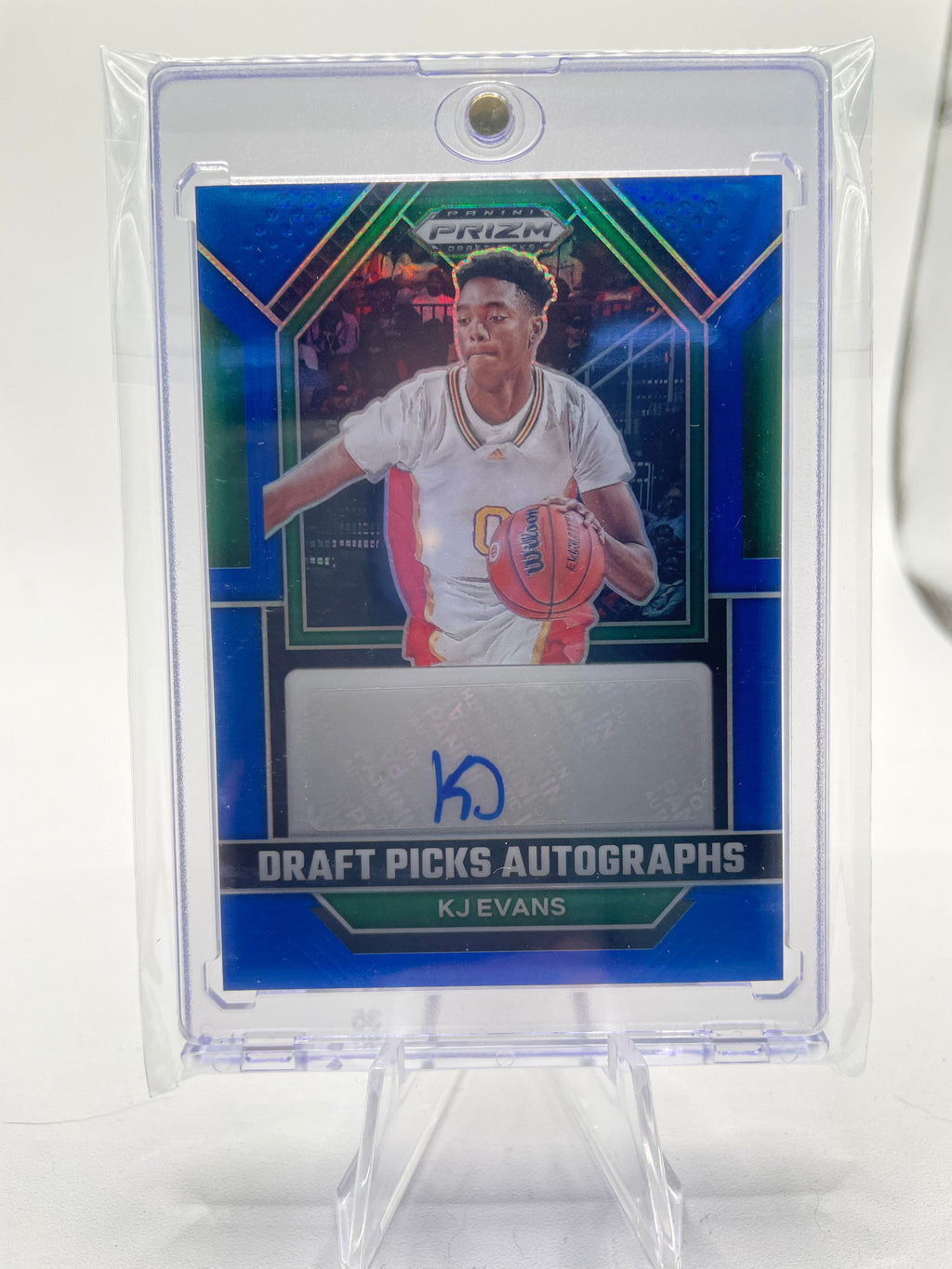 2023-24 Panini Prizm Draft Picks Kwame KJ Evans Blue Prizm Rookie Auto /125