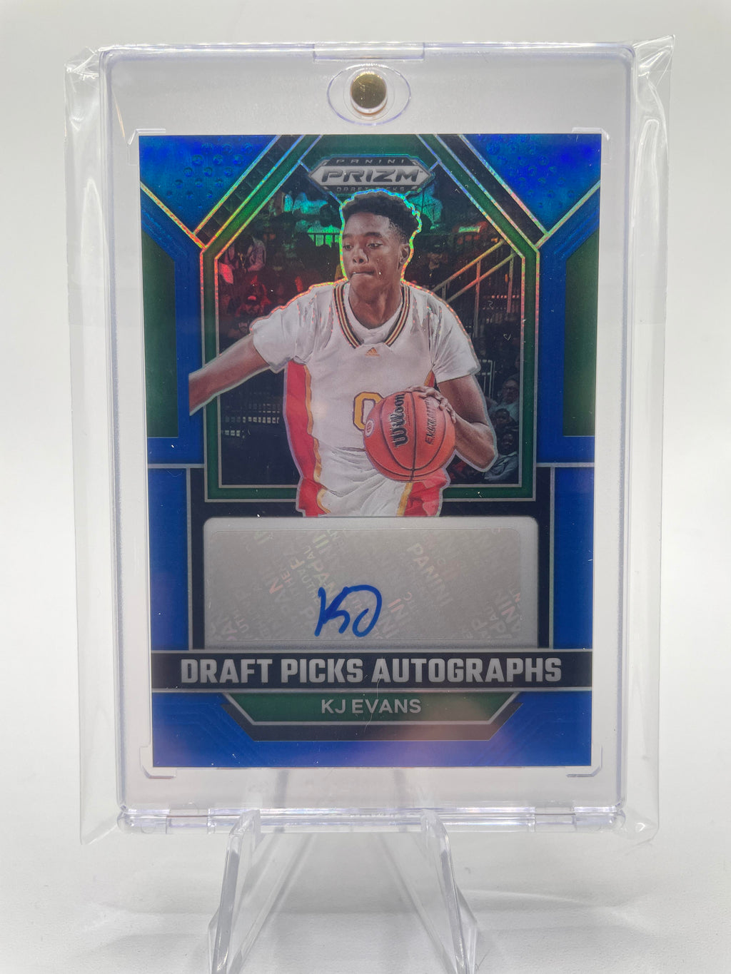 2023-24 Panini Prizm Draft Picks Kwame KJ Evans Blue Prizm Rookie Auto /125
