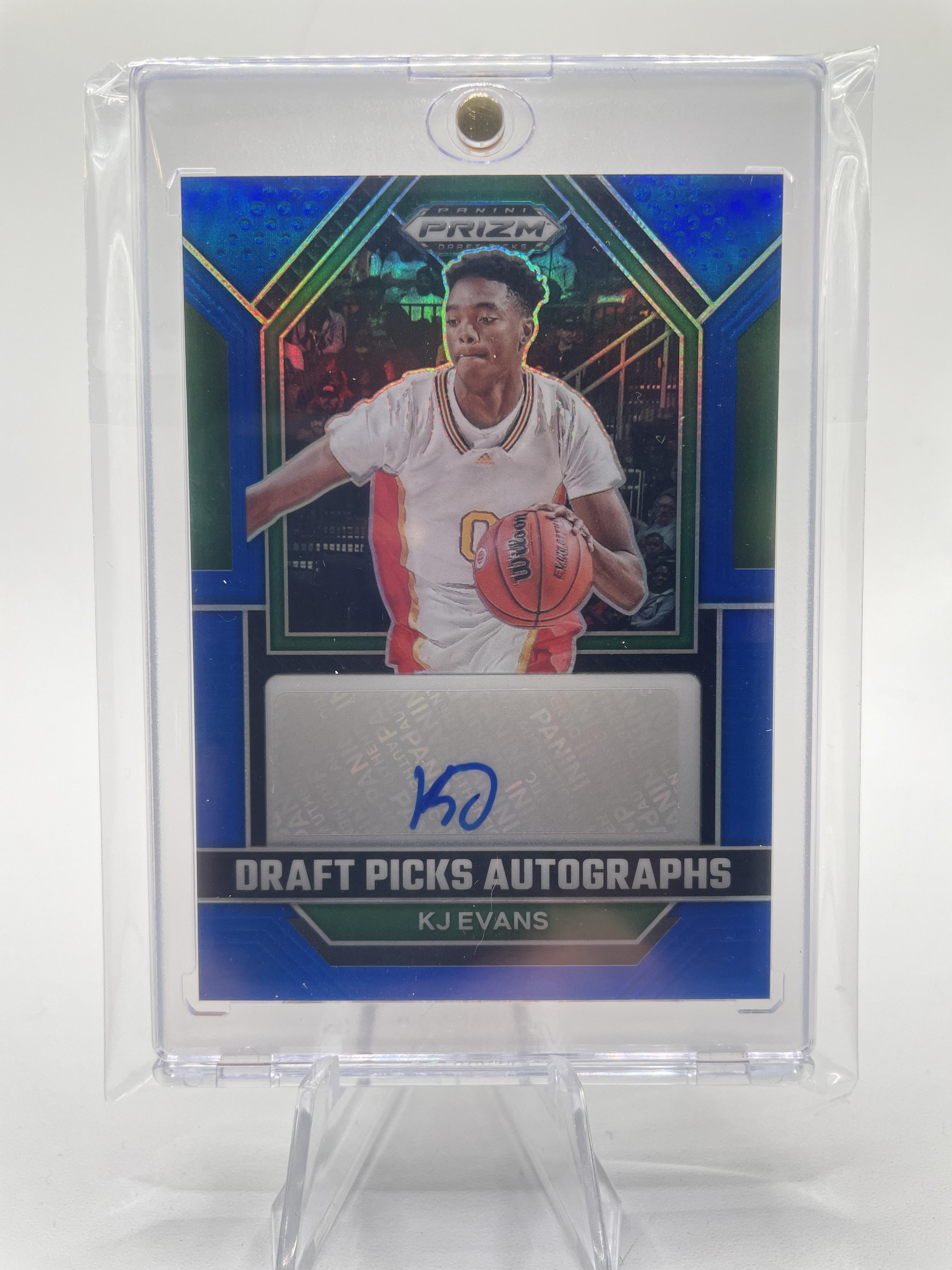 2023-24 Panini Prizm Draft Picks Kwame KJ Evans Blue Prizm Rookie Auto /125