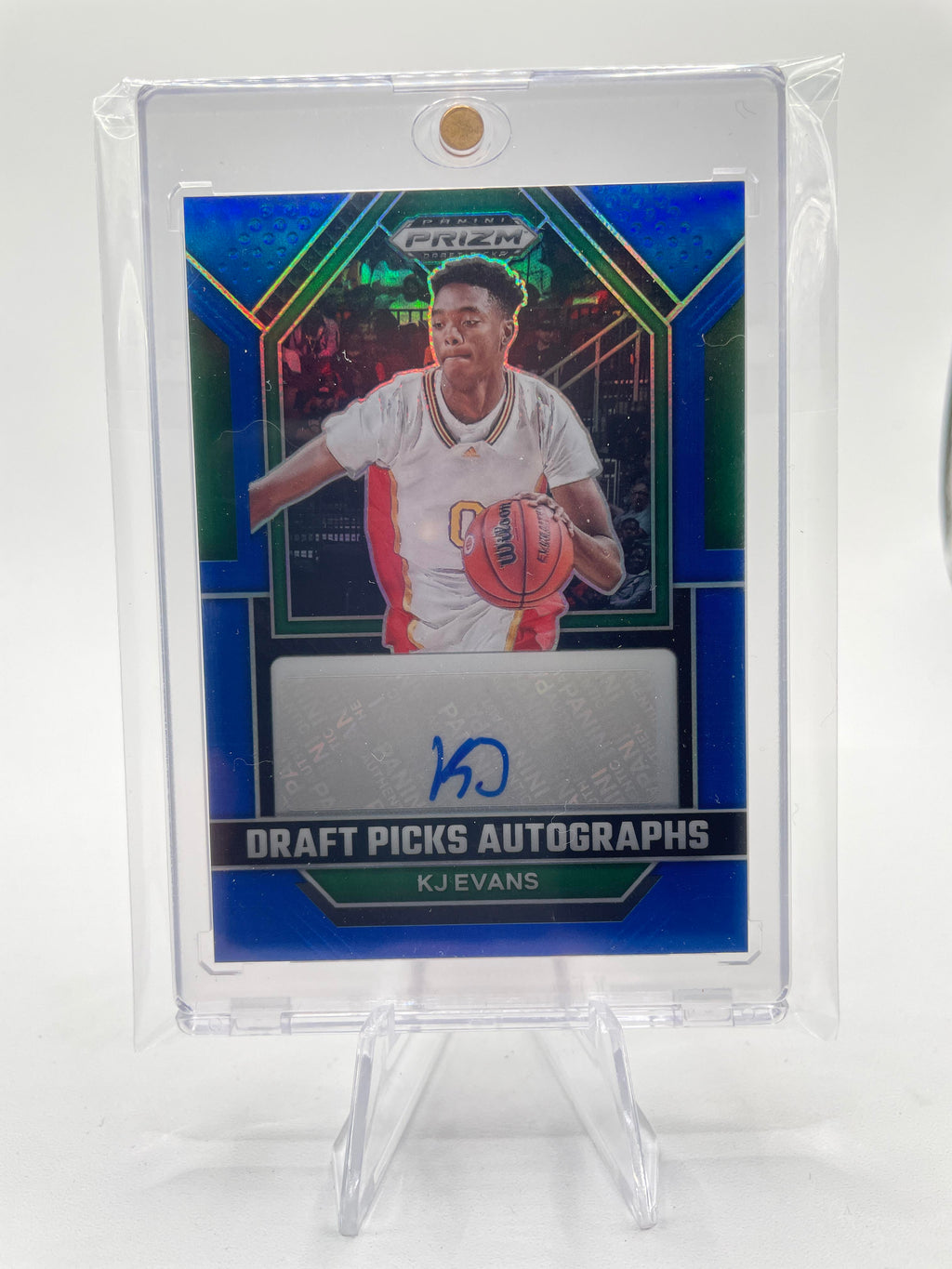 2023-24 Panini Prizm Draft Picks Kwame KJ Evans Blue Prizm Rookie Auto /125