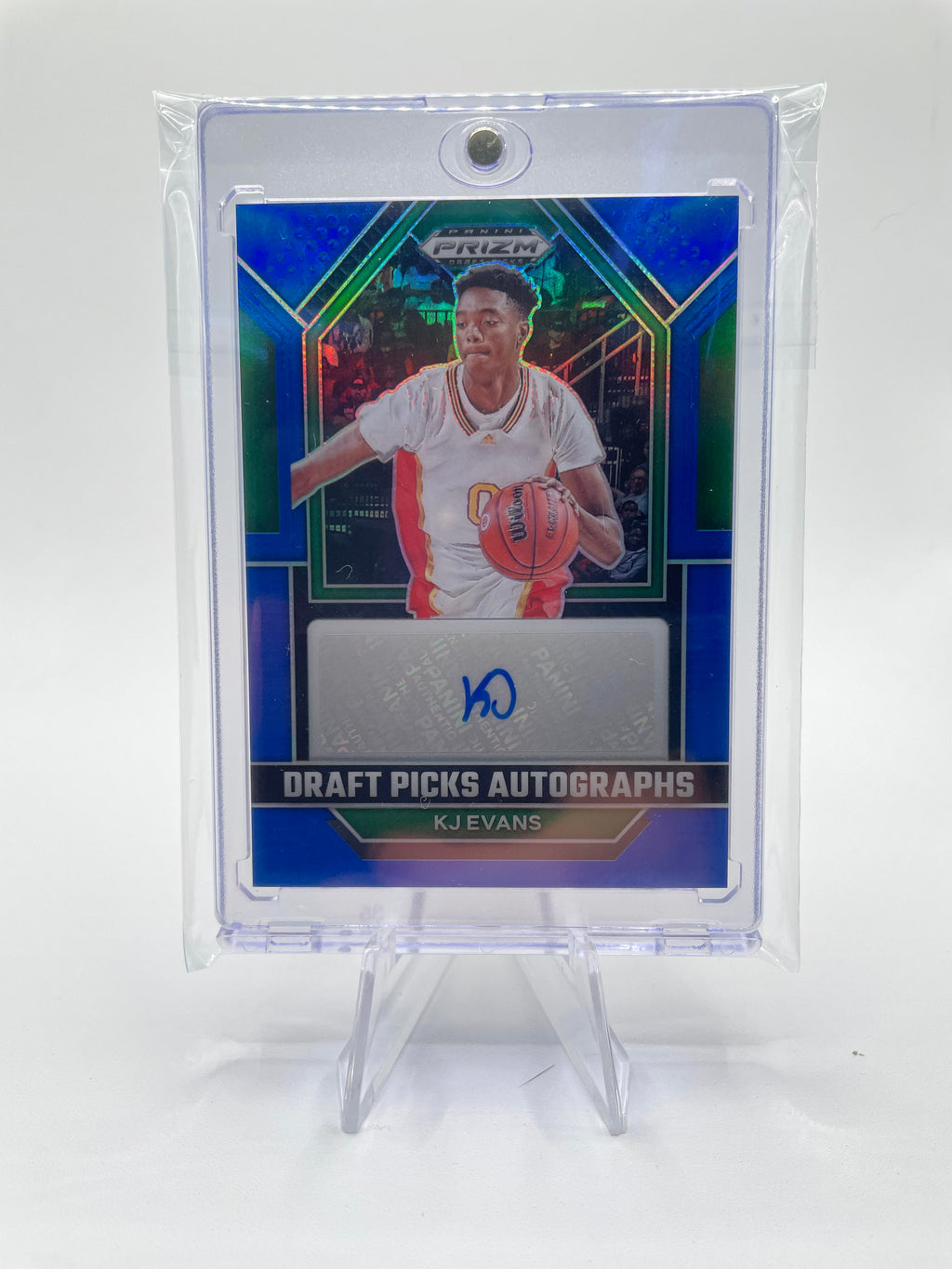 2023-24 Panini Prizm Draft Picks Kwame KJ Evans Blue Prizm Rookie Auto /125